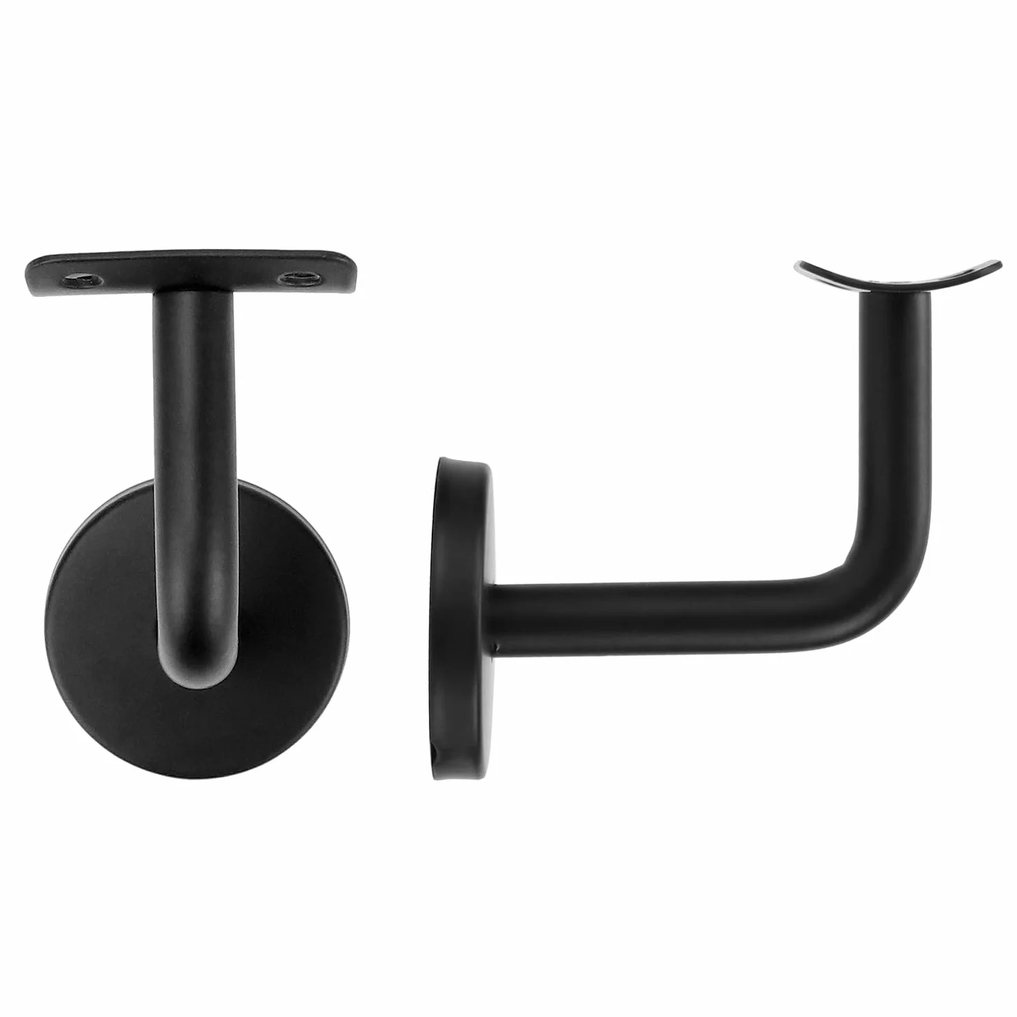 QWORK® Zestaw 5 uchwytów schodowych ze stali nierdzewnej - czarny - 60x80 mm zakrzywiony