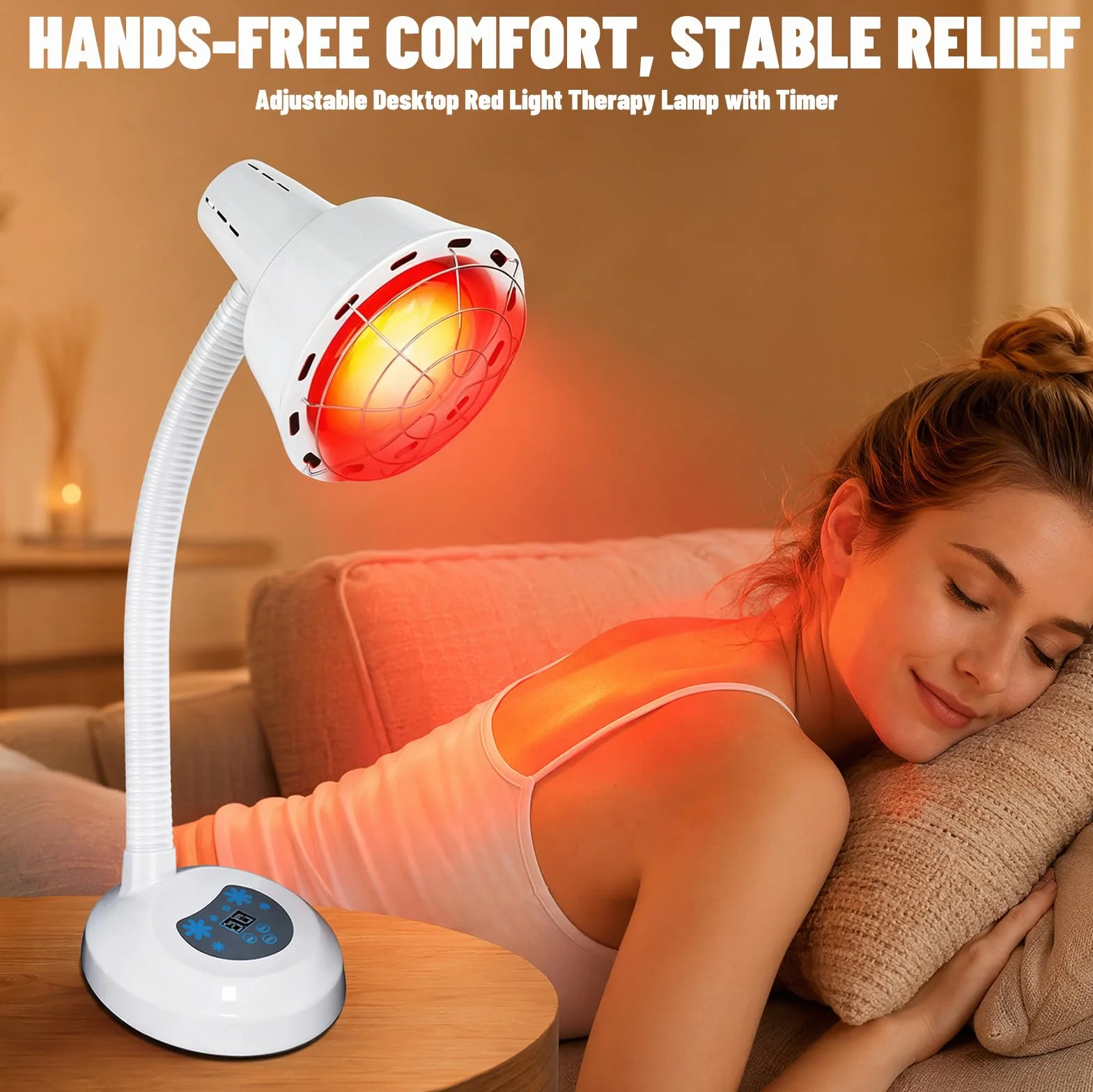 Lampa grzewcza na podczerwień 275 W, lampa na podczerwień z siatką ochronną, 10 poziomów regulacji temperatury i timera, aby rozluźnić zmęczone mięśnie