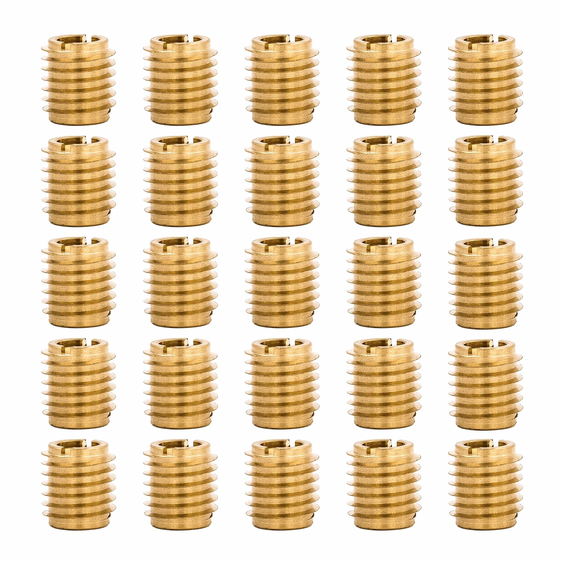 E-Z LOK Zestaw 25 wkładów gwintowanych 400-4, mosiądz, gwint wewnętrzny 6,35 mm - 20, długość 1,35 cm