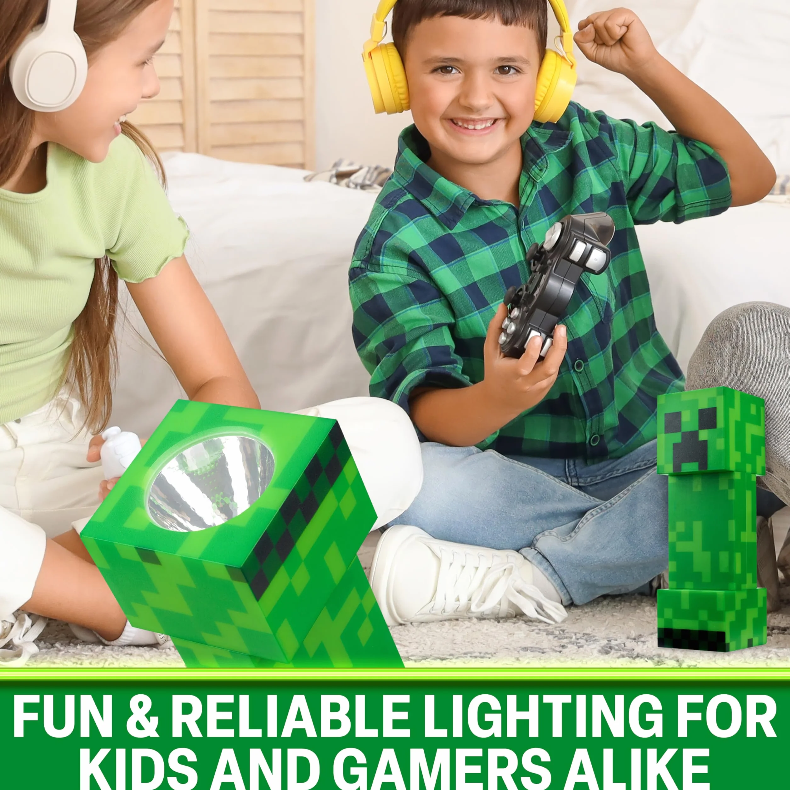 Minecraft Creeper latarka nocna dla dzieci, latarka 2 w 1 i lampa z zasilaniem USB i baterią, dekoracja sypialni, oświetlenie biurkowe, prezenty dla graczy dla chłopców