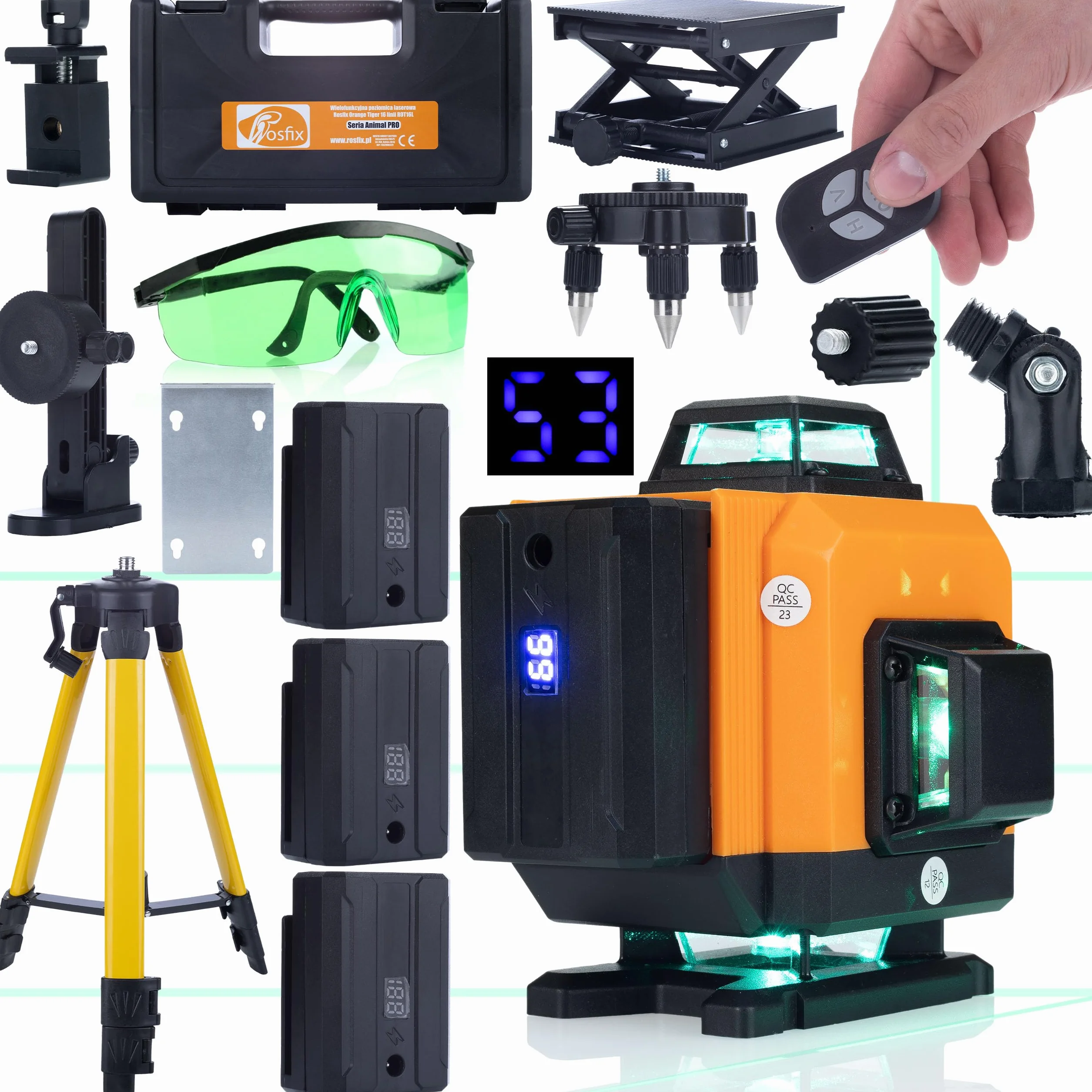 ZESTAW LASER KRZYŻOWY 360 STATYW ADAPTER SKOS OKULARY ROSFIX WALIZKA 3AKU