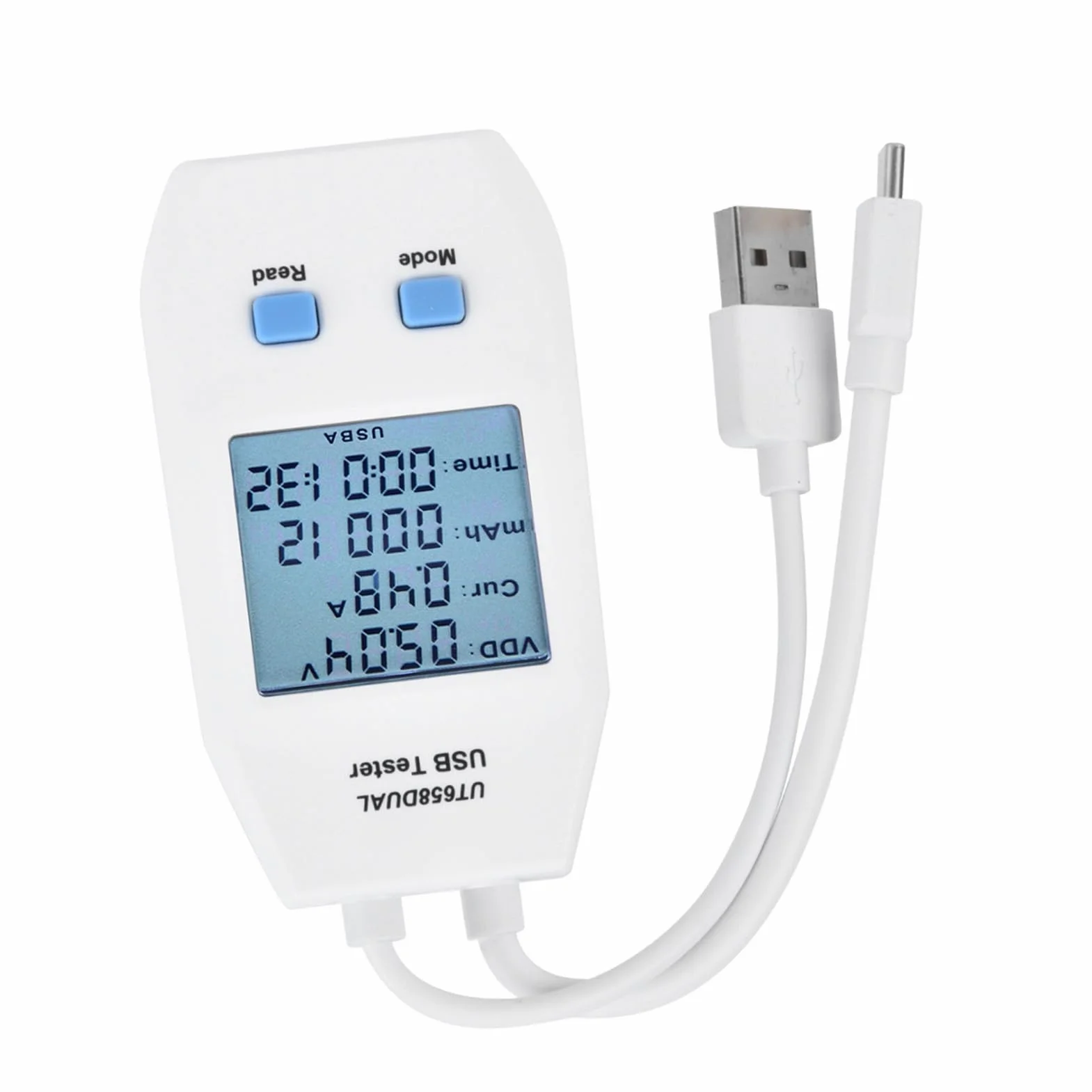 Generic LCD USB Tester Woltomierz Cyfrowy Amperomierz Miernik Mocy do Testowania Inżynieryjnego i Majsterkowiczów Biały ABS (UT658 podwójny)