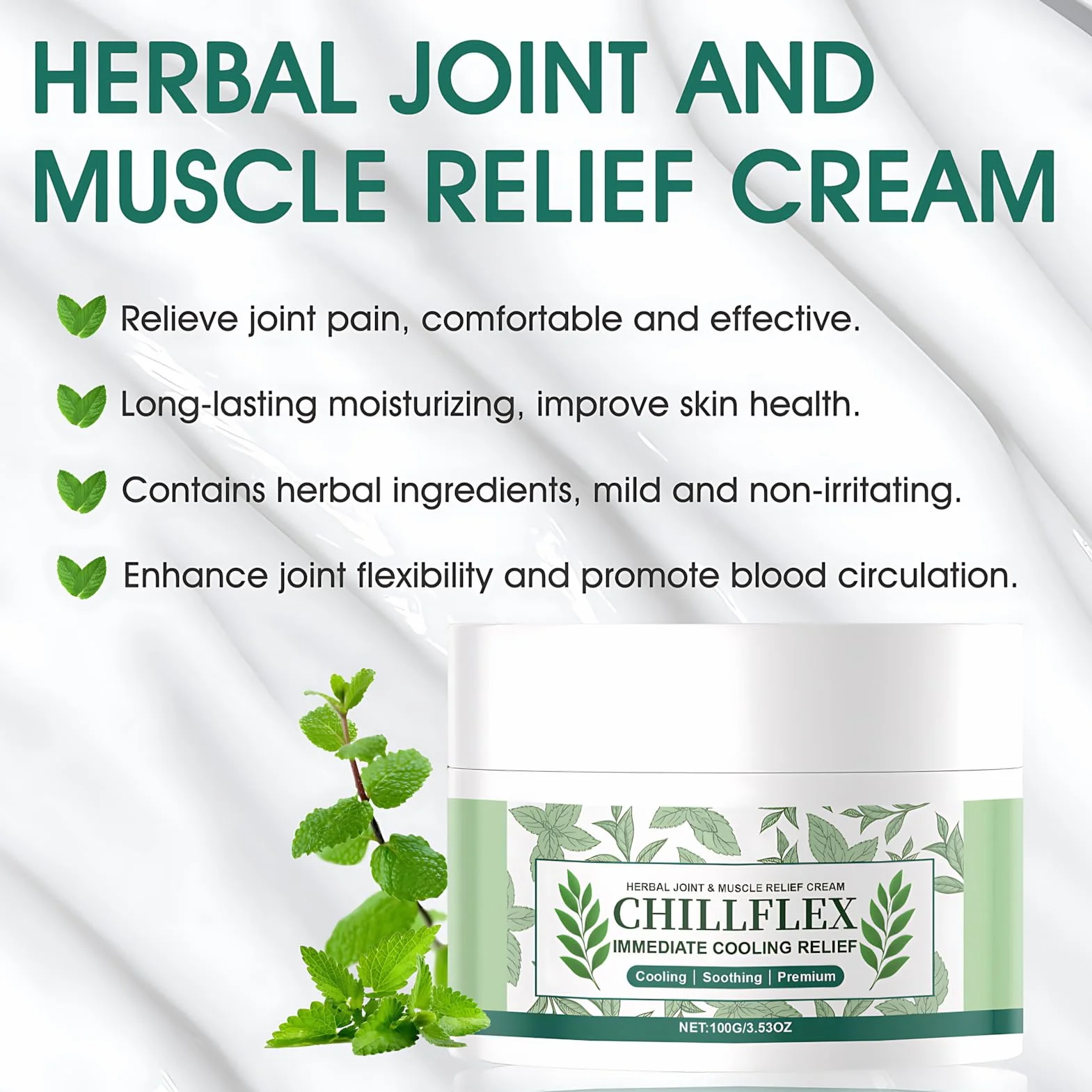 Relief Cream, Solief Cream, Relief Gel nadaje się do treningu po treningu i codziennego użytku, odpowiedni do wszystkich rodzajów skóry, 100 g