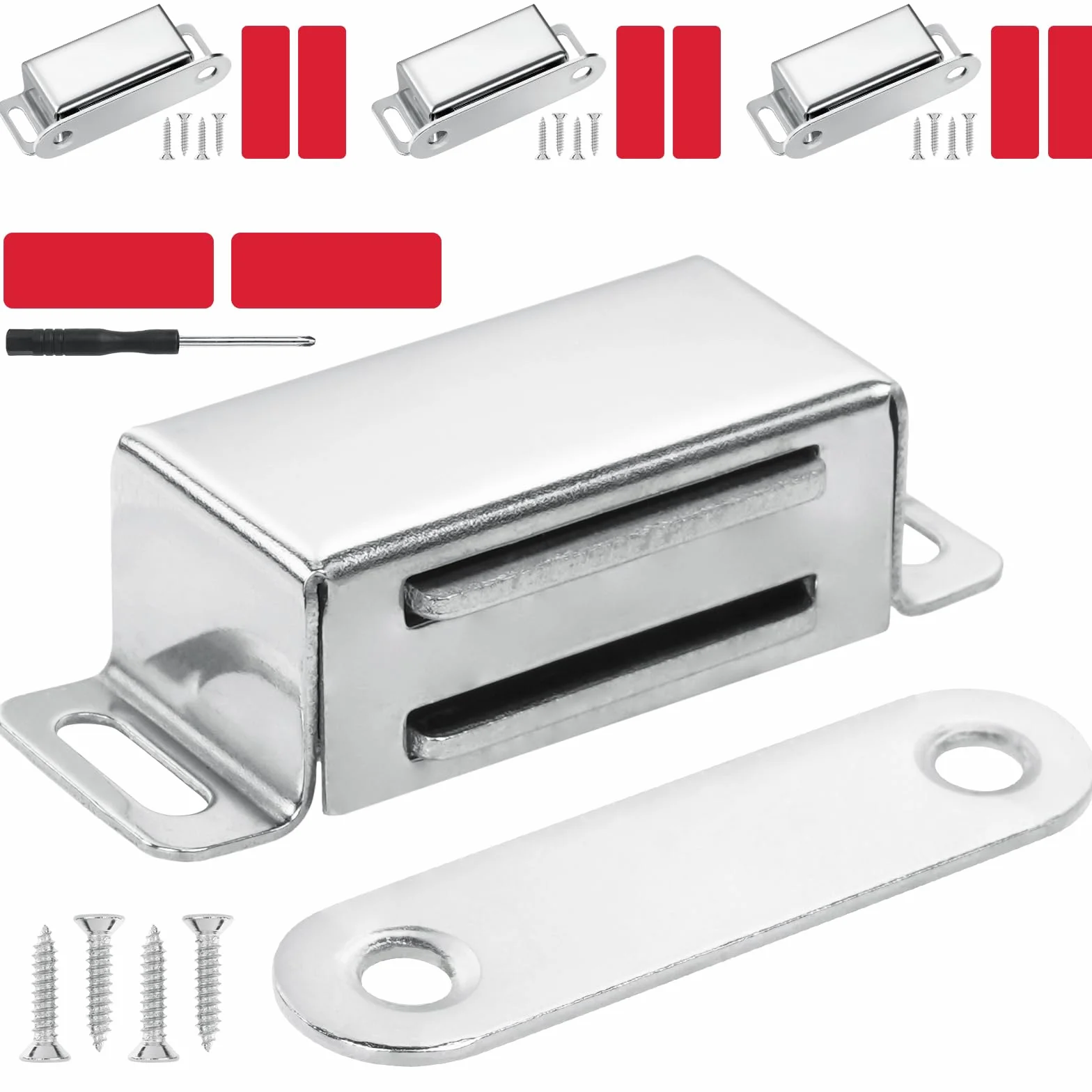 Ainiv 4 sztuki zamknięć magnetycznych do drzwi szafy, mocne magnety z gwoździami, stal nierdzewna, magnes do szuflady, zamknięcie magnetyczne do drzwi, mocne magnety do szafy, magnes do drzwi