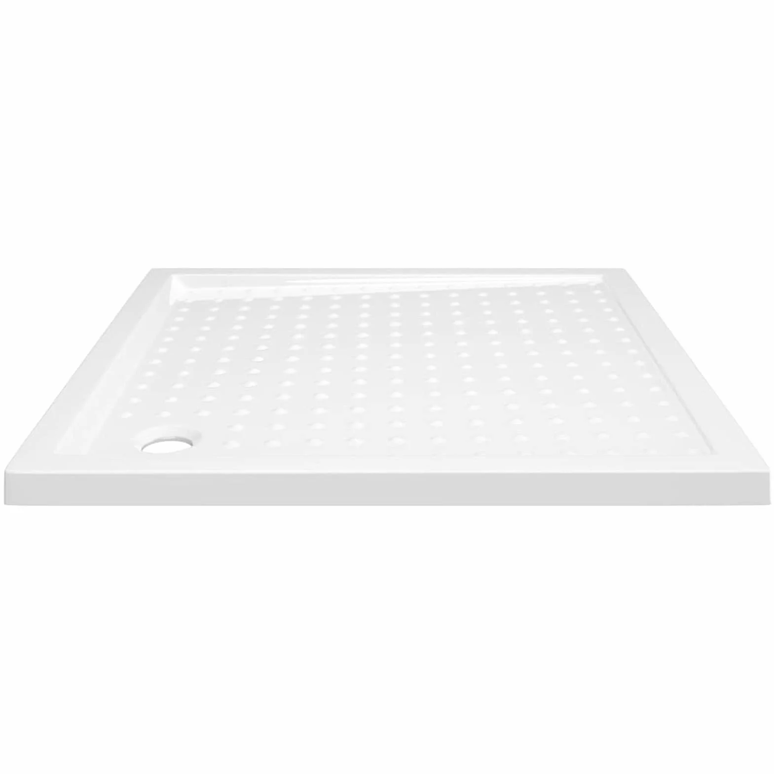 LAPOOH Brodzik prysznicowy z kropkami, kabina prysznicowa, krawędź płyty prysznicowej, ścianka prysznicowa, antypoślizgowa prysznic, biały ABS 90 x 90 x 4 cm