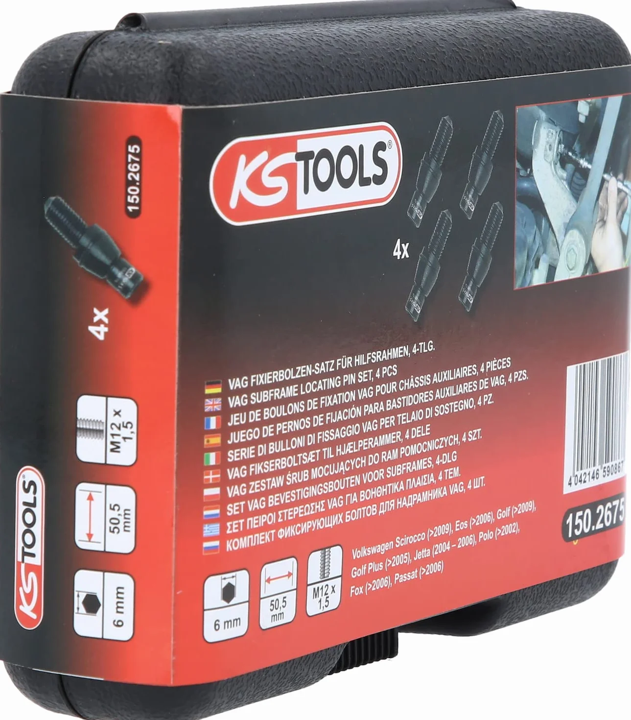 KS Tools 150.2675 VAG Zestaw śrub mocujących do ram pomocniczych, M12x1,5, 4-szt