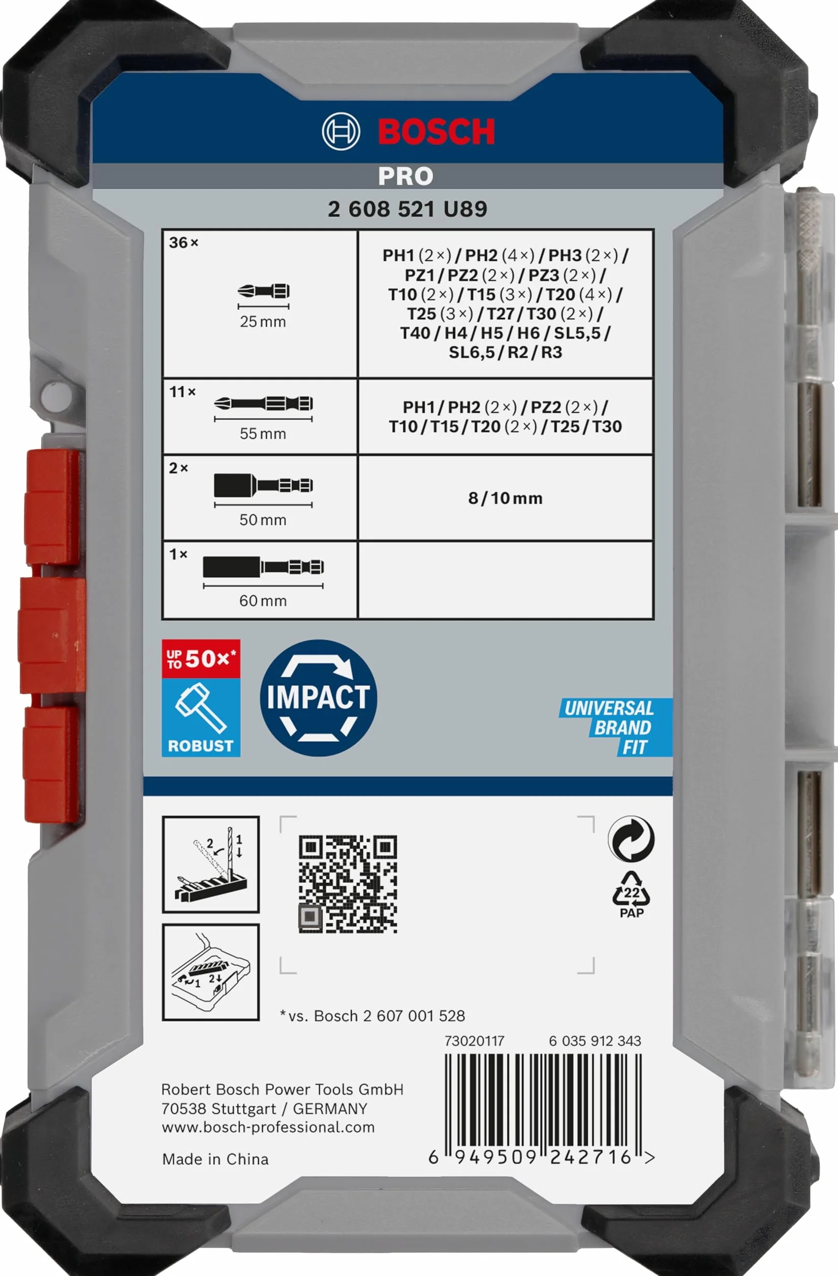 Bosch 50x PRO Impact Set, 50 szt. (200 x 107 mm, Professional Akcesoria Śrubokręt, Śrubokręt)