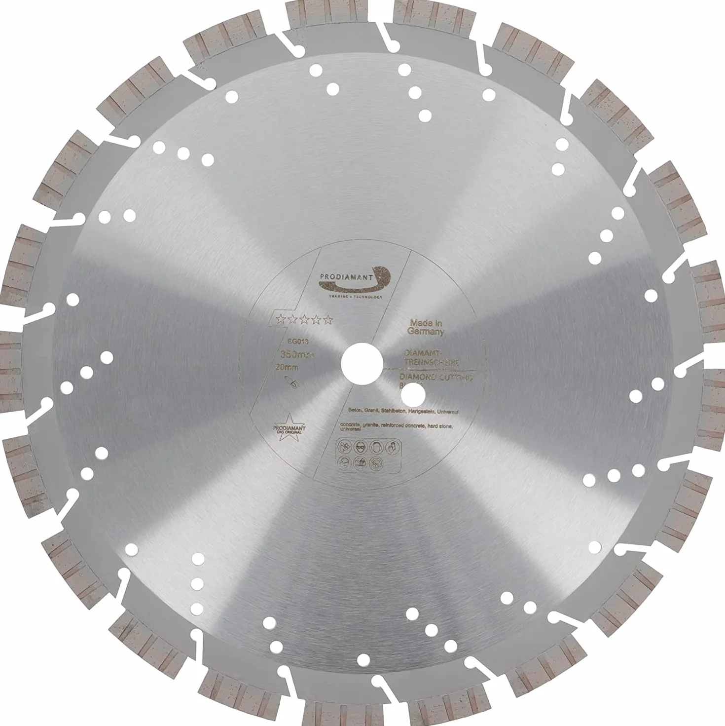 PRODIAMANT Profesjonalna diamentowa tarcza tnąca do betonu / granitu Oxx 350 mm x 20 mm diamentowa tarcza tnąca PDX82.118 350 mm do kamienia naturalnego, produktów betonowych, materiałów średnio-twardych i twardych