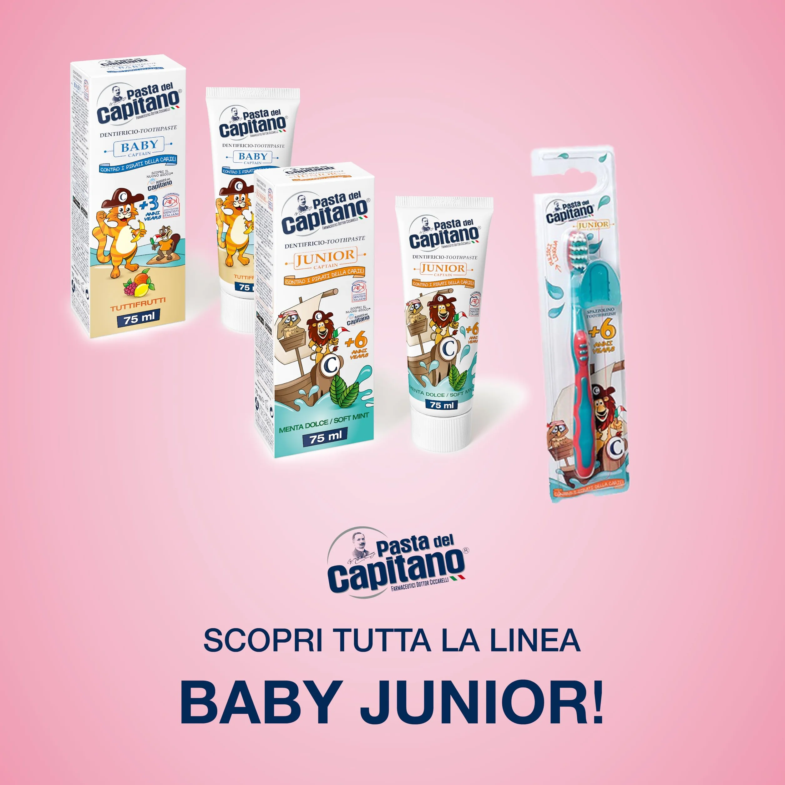 Pasta del Capitano Baby/Junior + 3 lata - truskawka, 75 ml