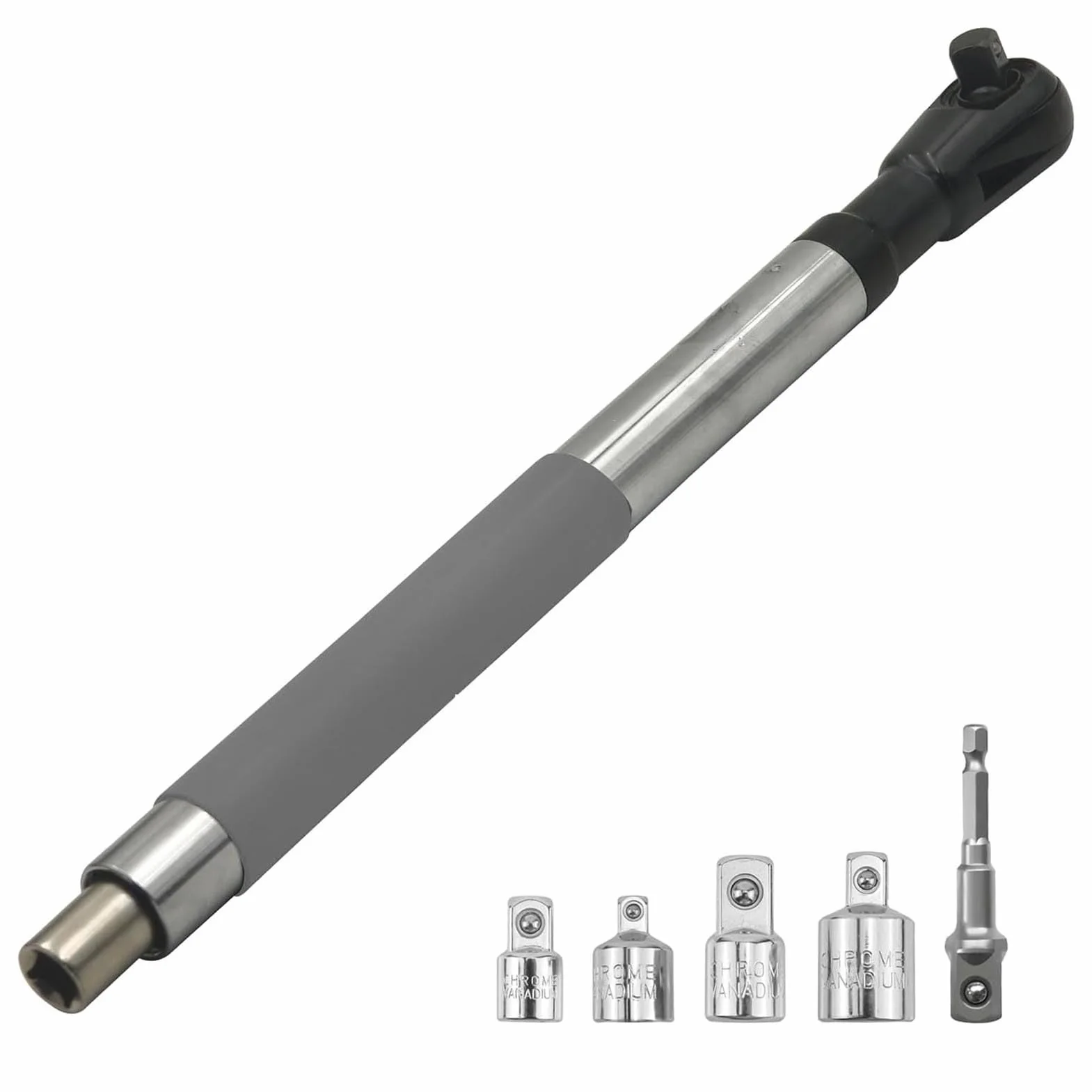 Klucz Przedłużenia Gotowego do Uderzenia Kompatybilny z Gniazdami 1/2", Elektryczny Klucz Zapadkowy, Przedłużenie Klucza z 4 Adapterami, Narzędziem Klucza do Szczelnych
