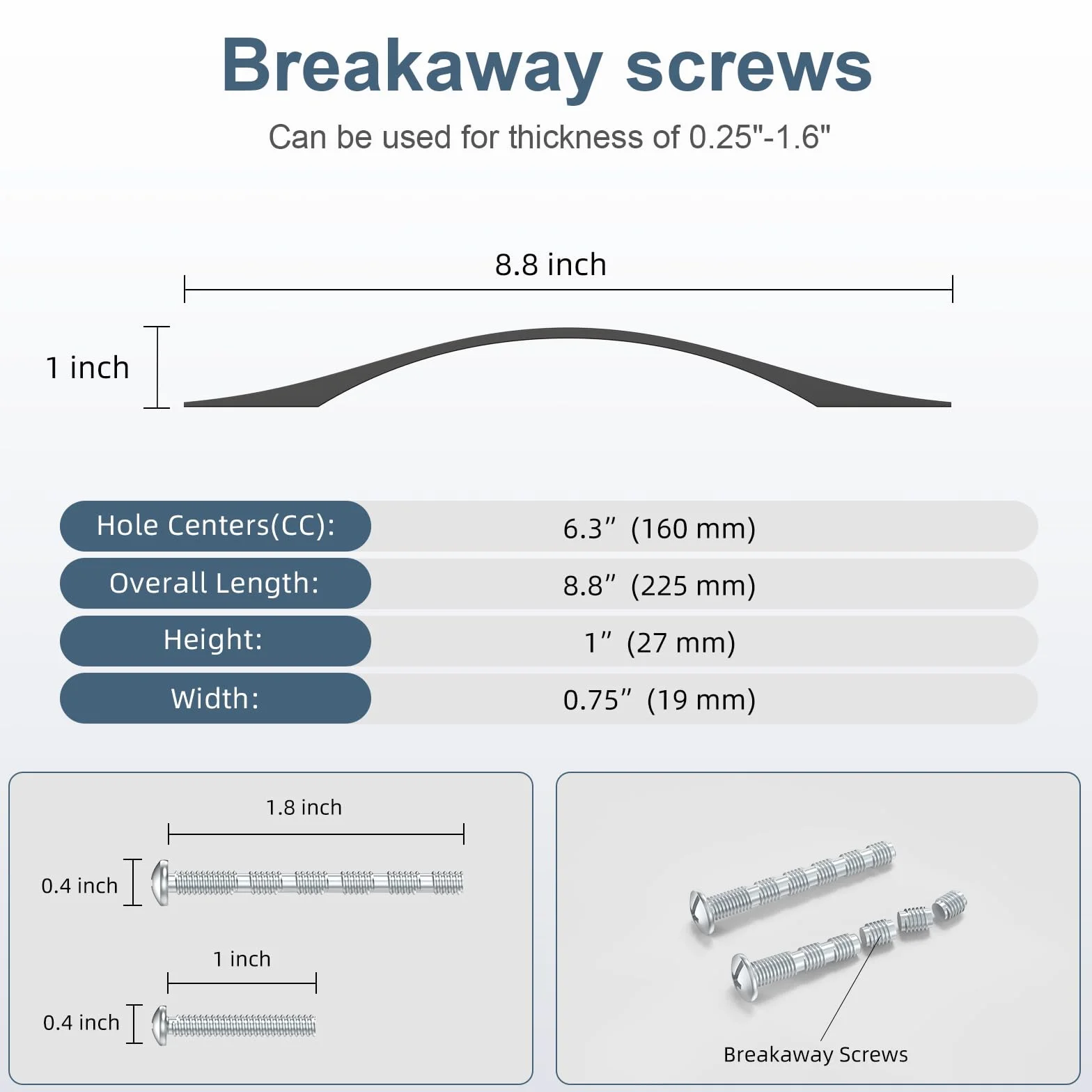 FURNIWARE Uchwyty do szafy, uchwyty meblowe, czarne, 160 mm, rozstaw otworów, uchwyty kuchenne, do mebli, szuflad, szafek kuchennych, 10 sztuk