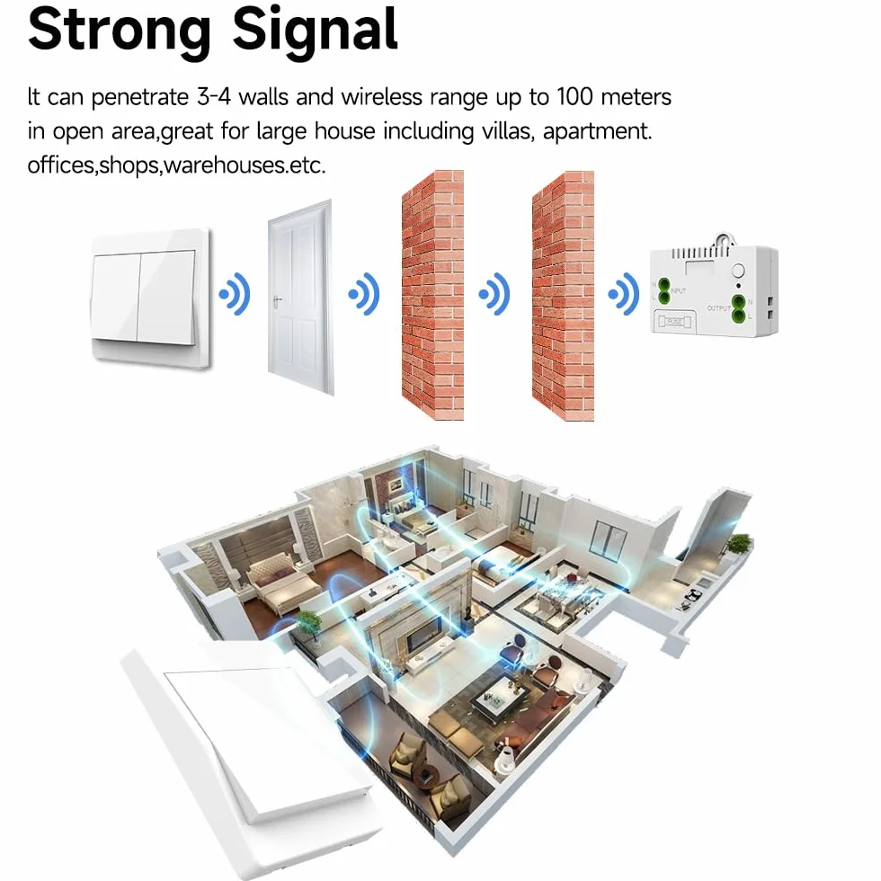 230V Zdalne przełączniki światła bezprzewodowe, Zdalne przełączniki sterowania, Kinetic Light Switch, bezprzewodowy przełącznik światła do oświetlenia domowego, bez baterii (UE 1bieg 1V1 A)