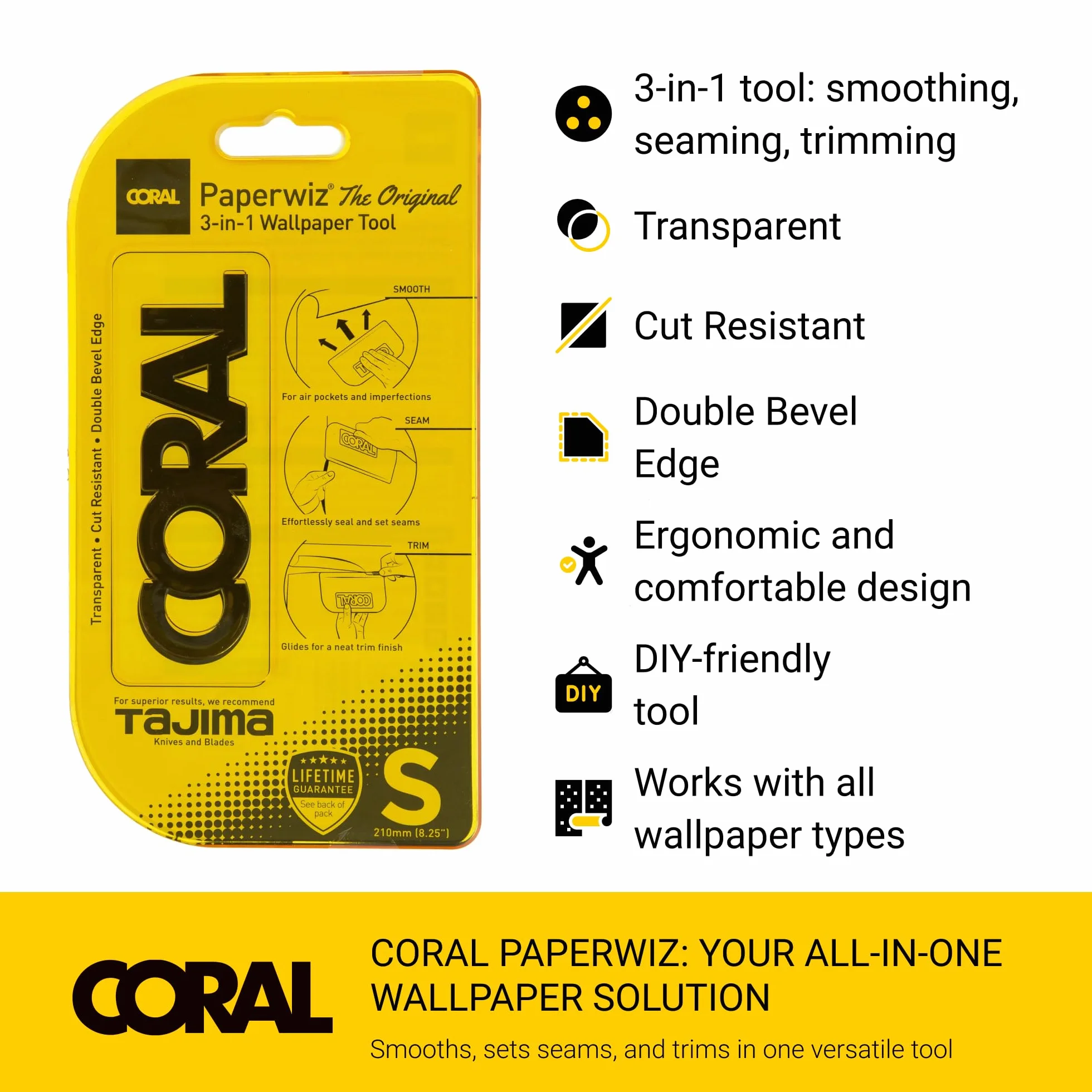 Coral 69500 Paperwiz narzędzie do tapetowania 3 w 1, oryginalny, żółty