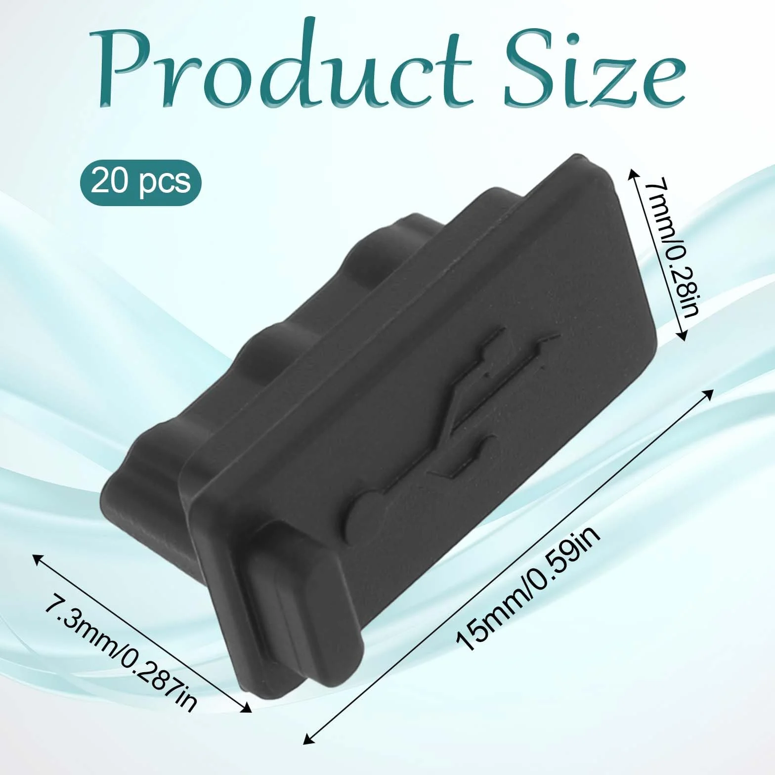 20 sztuk zatyczek ochronnych USB, zatyczki przeciwpyłowe typu USB-A, silikonowe, chronią każde złącze USB-A, zatyczki chroniące przed kurzem, nadają się do laptopów i komputerów stacjonarnych (czarne)