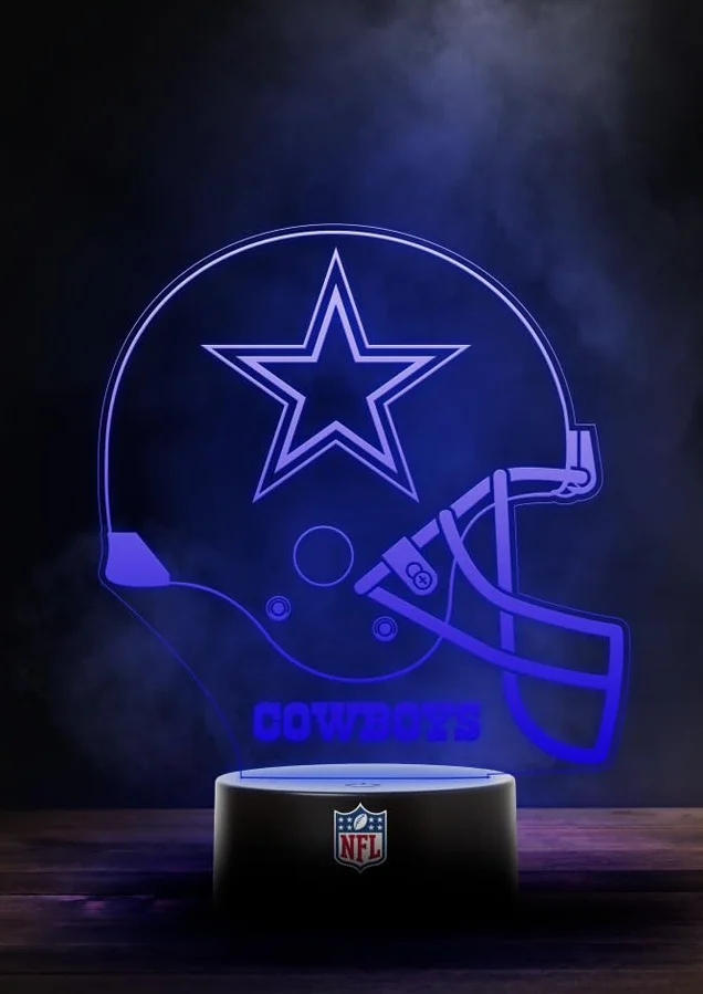 Dallas Cowboys NFL lampa LED z logo kasku, tryb zmienny z 6 różnymi kolorami