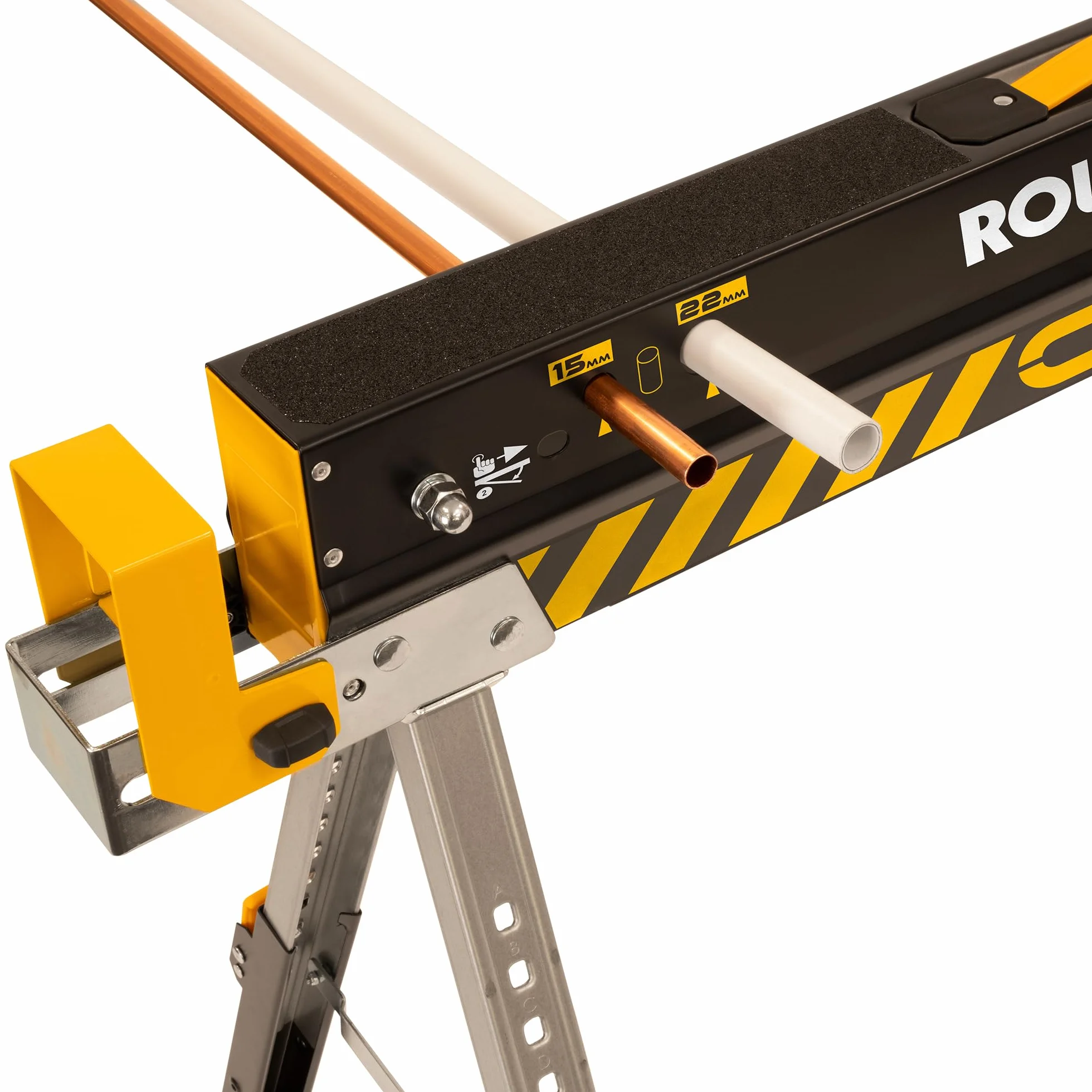 ROUGHNECK® COLT 600E Sawhorse, Heavy Duty Steel Construction, Weight-Baring Capacity 589kg each, 1178kg Per Pair with Height Adjustable Legs for Woodworking & Construction – 2 Pack