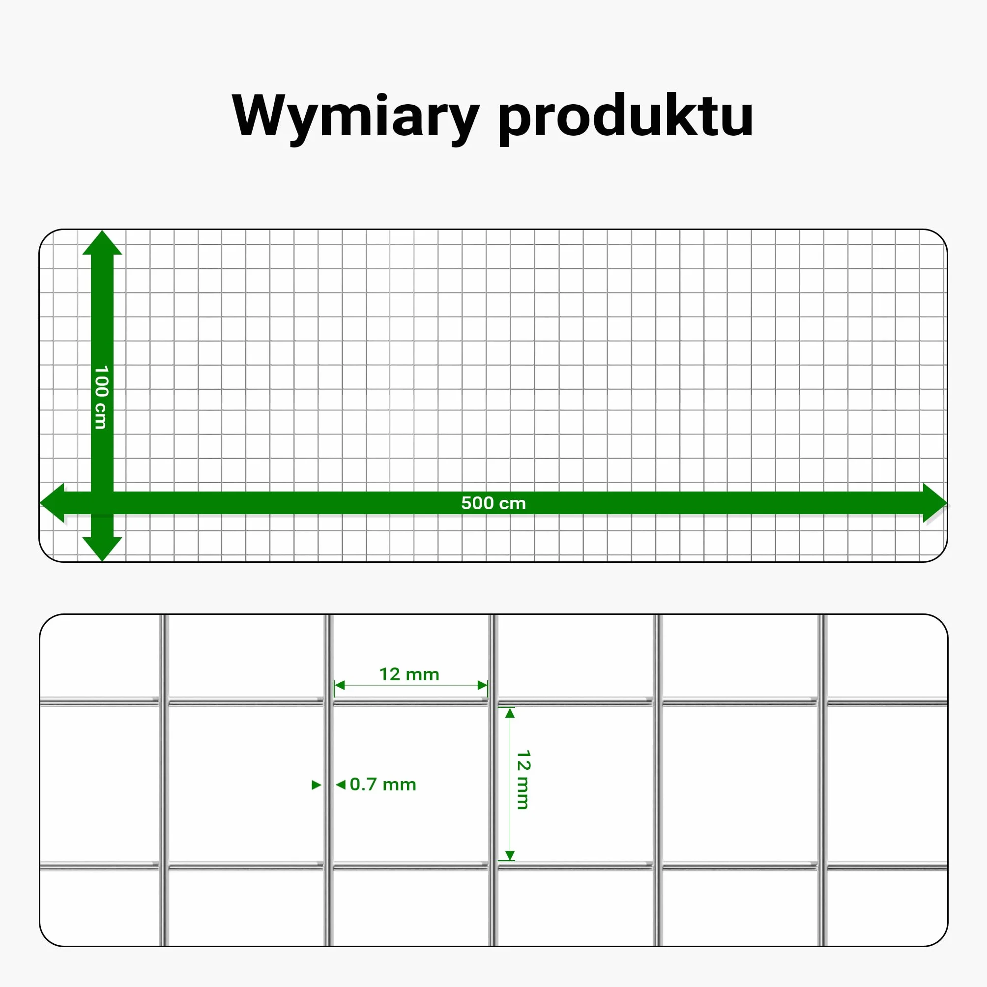 Wiltec Siatka ogrodzeniowa ocynkowana 1 x 5 m, stalowa siatka leśna na woliery i gryzonie, drut 0,7 mm, oczka 12 x 12 mm, trwała ochrona dla upraw i ogrodów