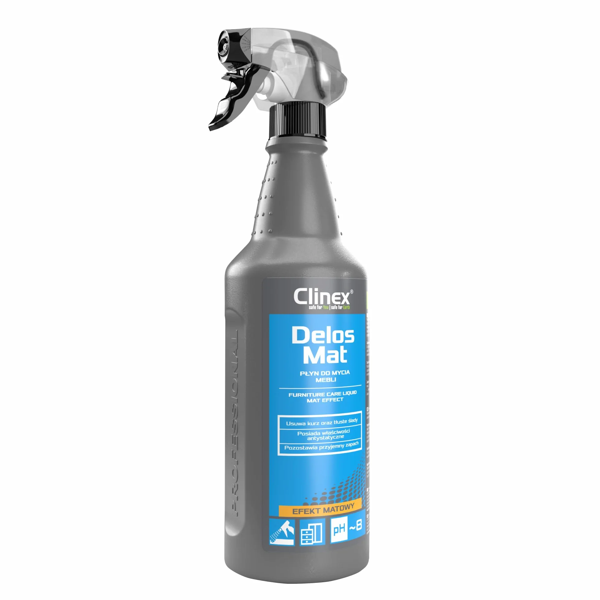 Clinex Delos Mat środek do czyszczenia i pielęgnacji mebli 1000 ml / 1 l środek do czyszczenia drewna – pielęgnacja drewna – usuwa kurz i brud – właściwości antystatyczne, przyjazny dla środowiska
