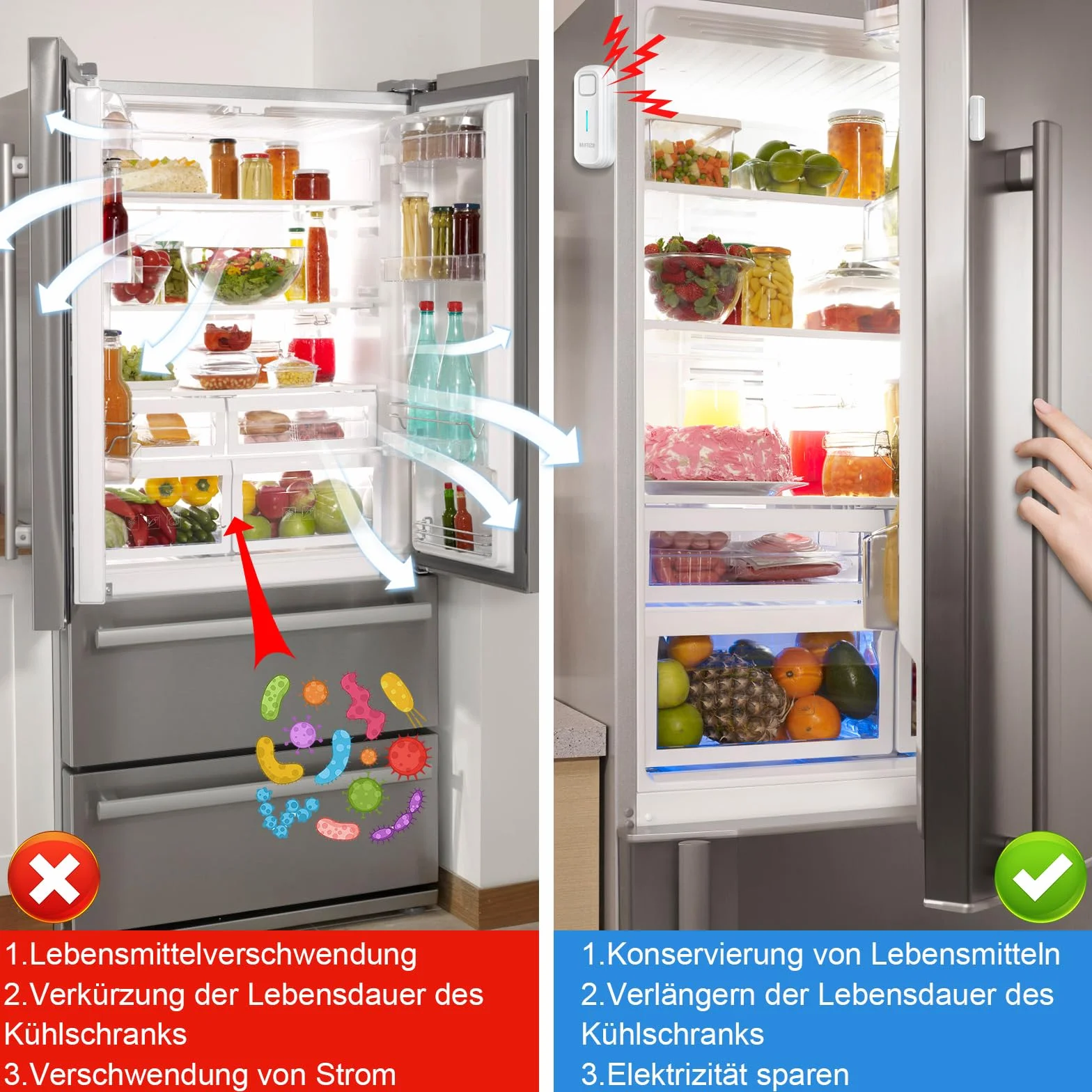 DAYTECH alarm do lodówki, alarm okienny, alarm drzwiowy i okienny, czujnik do szopy ogrodowej, 120 dB, sygnał dźwiękowy, alarm włamania do domu, czujnik opóźnionego ostrzeżenia, 1 sztuka