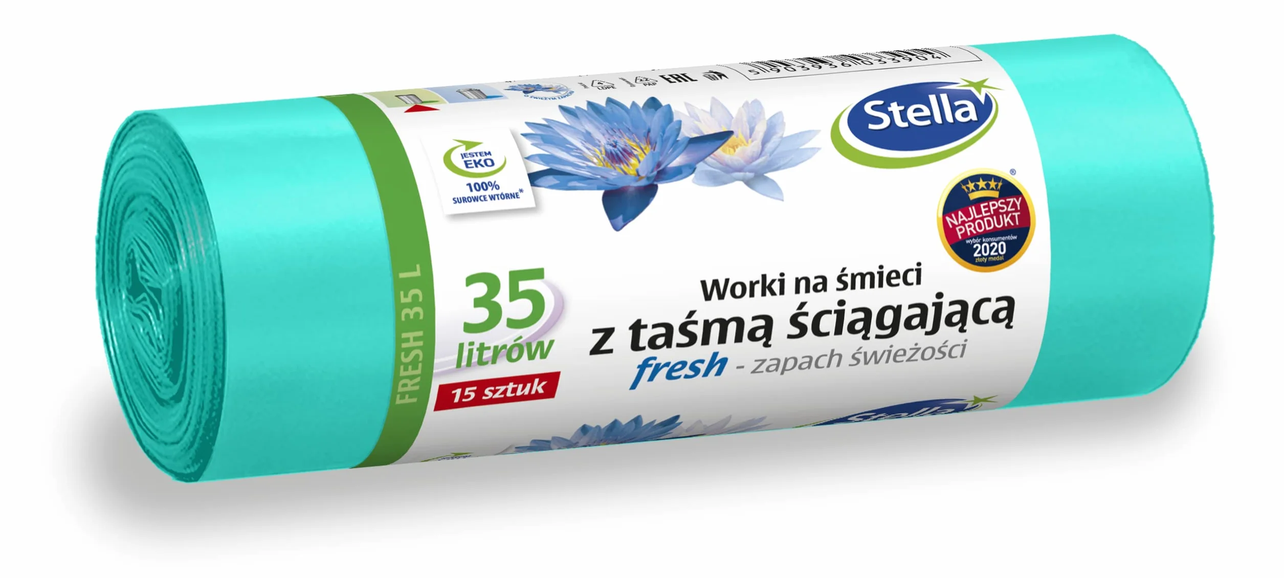 Stella Worki na śmieci z taśmą ściągającą FRESH - świeży zapach 35L 15szt