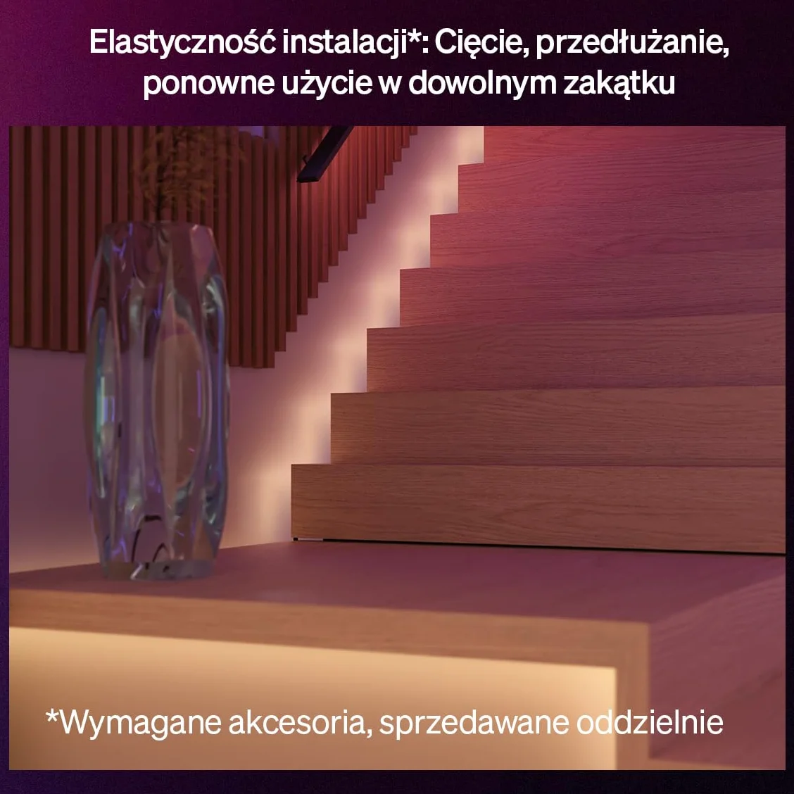 Philips Hue Flux 5 m LED, 2000 lm, żywe kolory i atmosfera, elastyczna, Chromasync™, RGBWWIC, przycinanie i przedłużanie, sterowanie aplikacją i głosem, do wnętrz.
