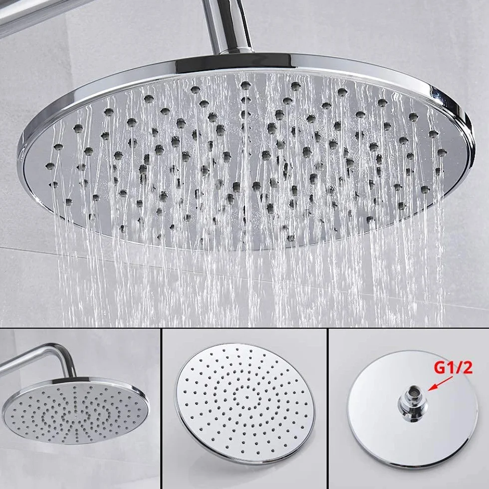 System prysznicowy Bateria łazienkowa Chrome Deszczownica Głowica termostatyczna do wanny Ścienna wanna Prysznic Mixer Tap Bateria prysznicowa Zestaw prysznicowy, termostatyczny chrom