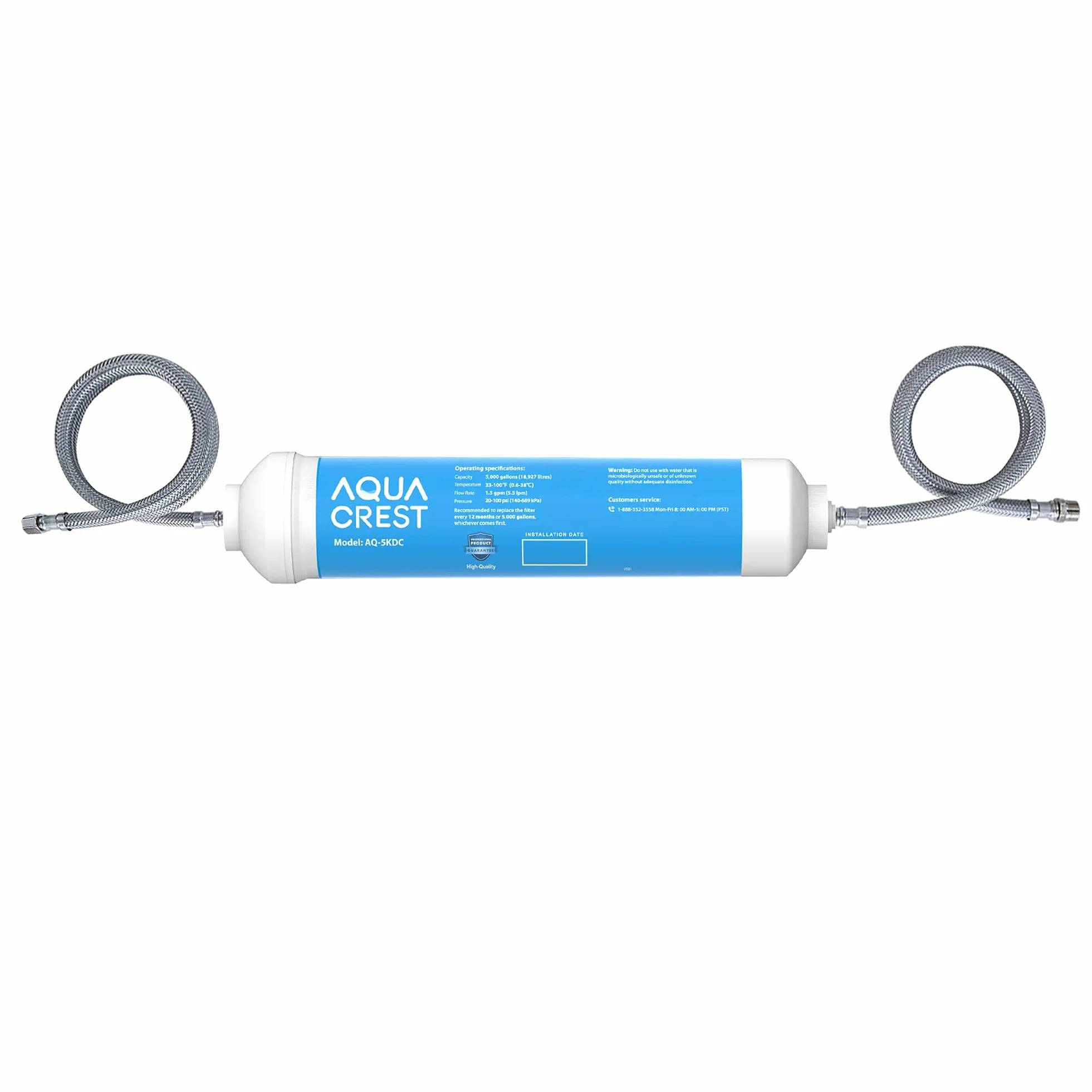 AQUACREST 5KDC Inline System Filtracji Wody Pod Zlewem, Bezpośrednie Połączenie, 12 Miesięcy Wysoka Pojemność