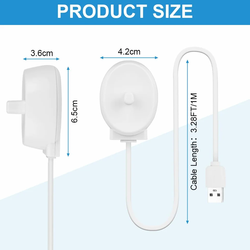 LOPHE Elektryczna ładowarka do szczoteczek do zębów, adapter do ładowania szczoteczek do zębów z indukcyjną podstawą ładującą, wodoodporna, przenośna, zapasowa ładowarka USB, podróżna ładowarka do