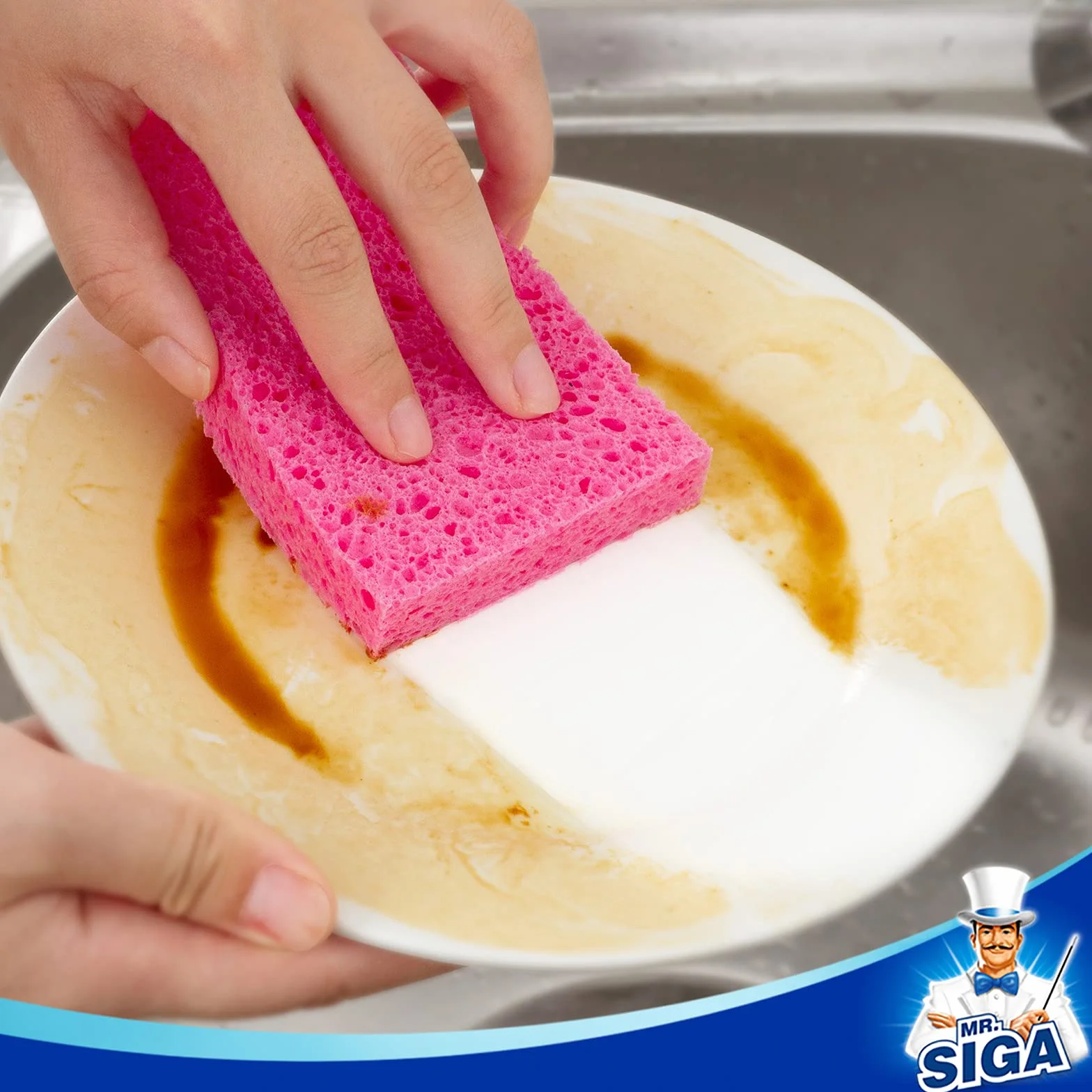 MR.SIGA Gąbka do mycia naczyń, odporna na zarysowania gąbka do przyborów kuchennych i zmywarki, opakowanie 12 szt.