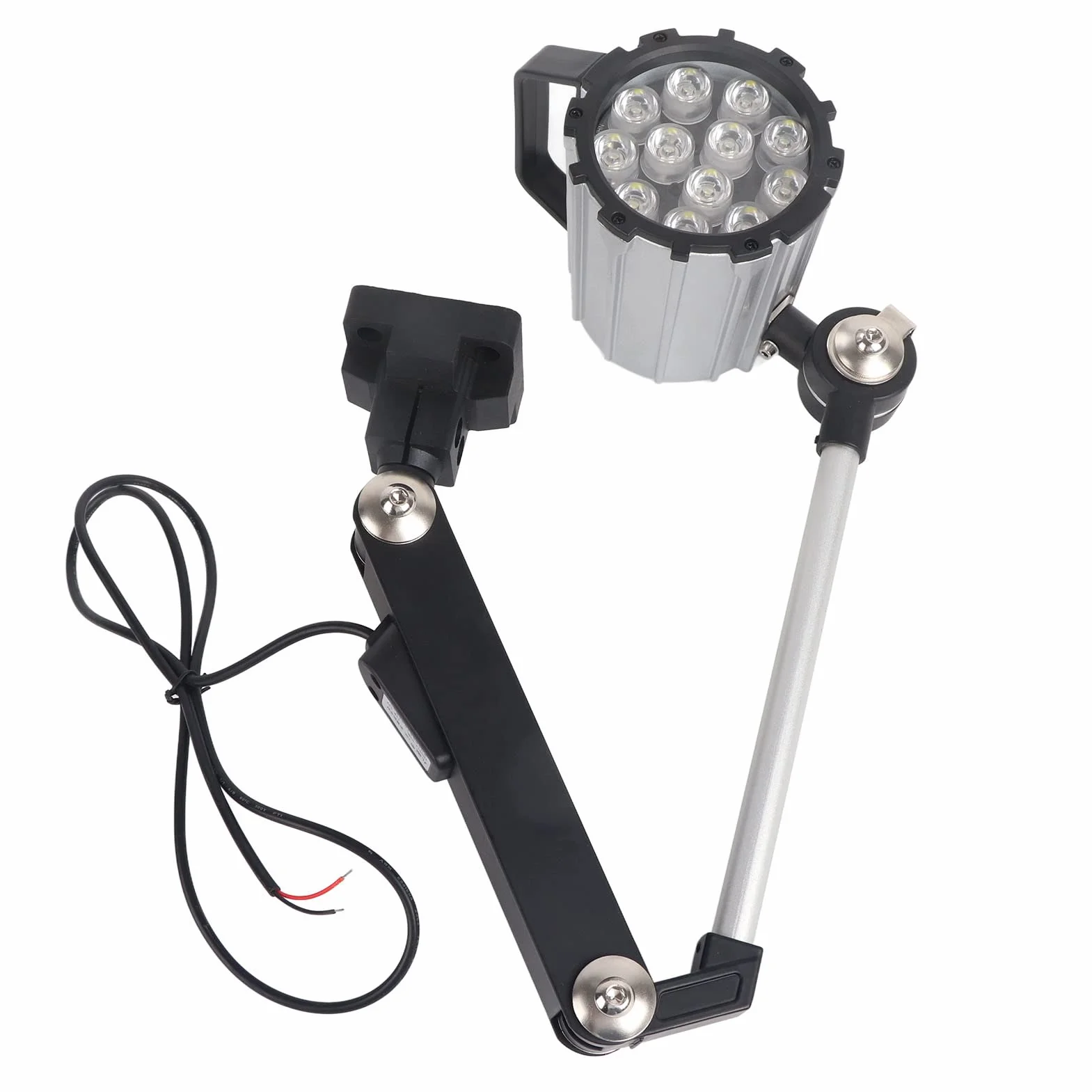 Annadue Robocza LED do Maszyny 12W 24V Składane, Regulowane Długie ramię do Warsztatu Tokarskiego CNC, Stop Aluminium IP67, Białe światło 80+ CRI
