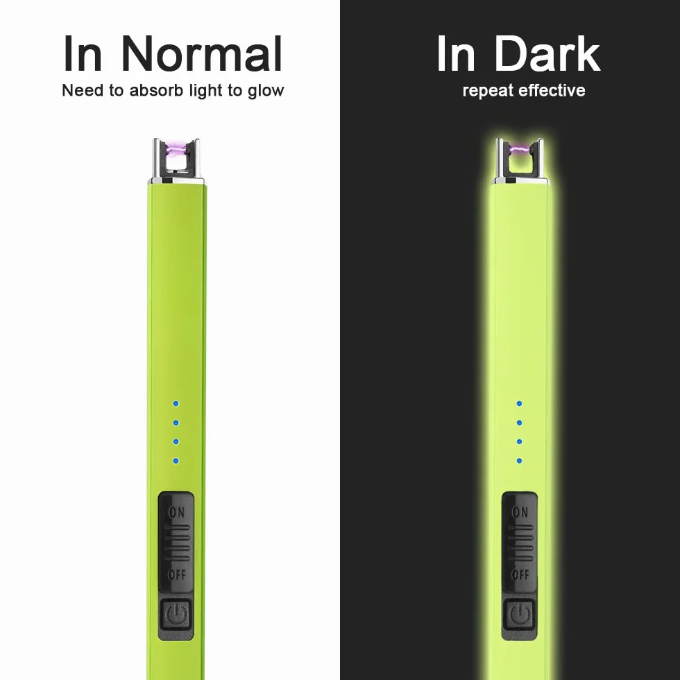 Suprus Zapalniczka świecąca w ciemności, elektryczna zapalniczka do świec, zapalniczka łukowa USB z blokadą zabezpieczającą, wiatroodporna, bezpłomieniowa (żółta)
