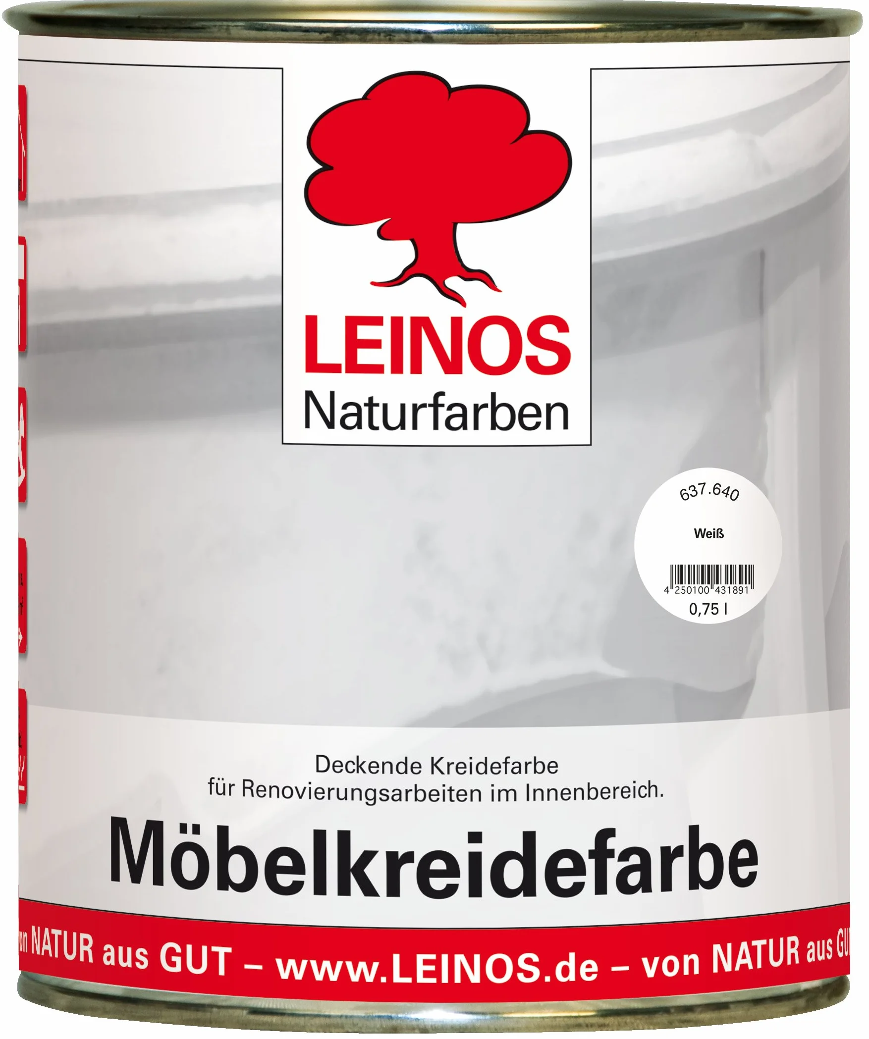 Leinos 637 farba do mebli do wnętrz 640 biała 0,75 l
