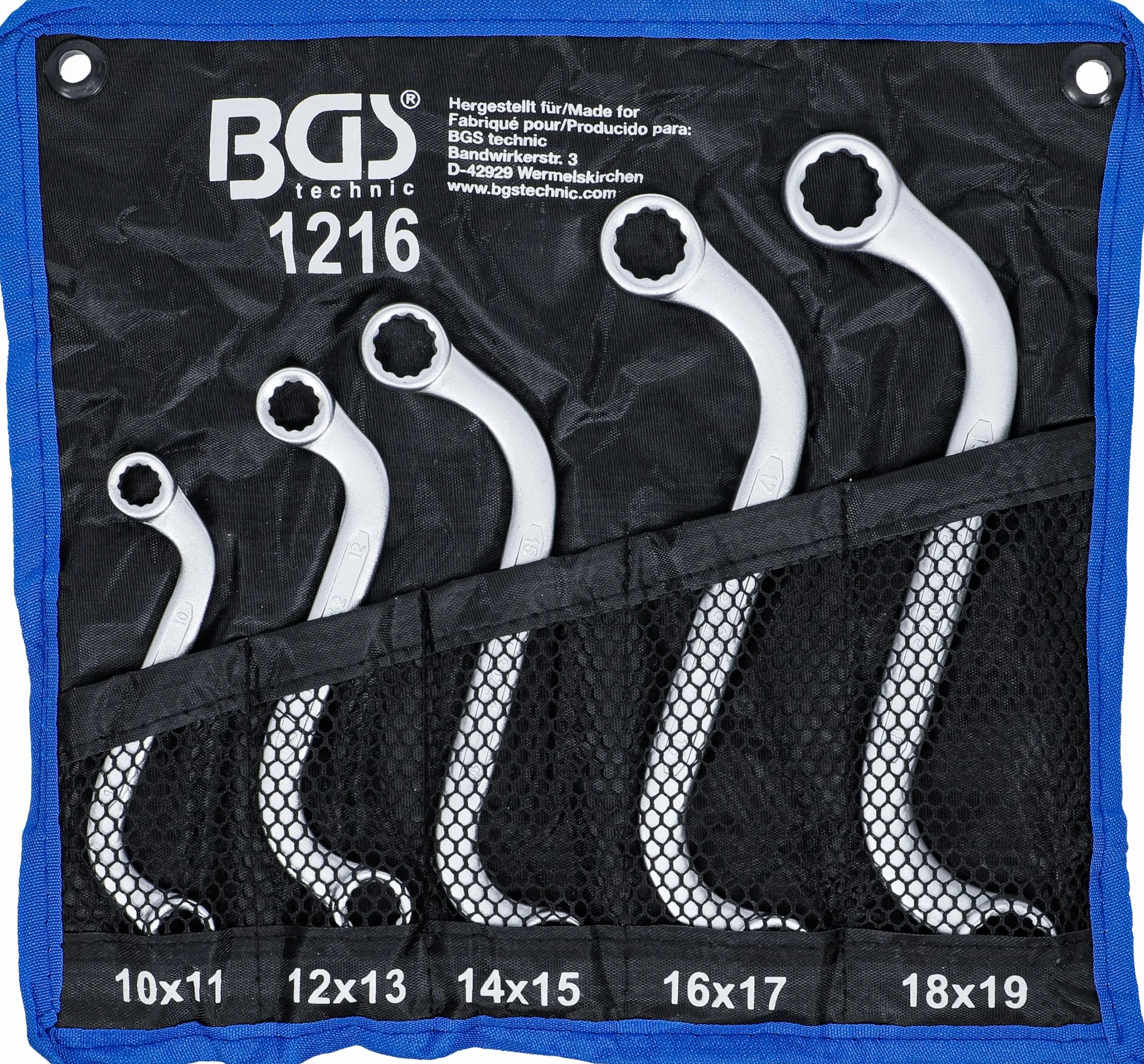 BGS 1216 | Zestaw kluczy oczkowych dwustronnych | typu S | 10 x 11 - 18 x 19 mm | 5 szt.