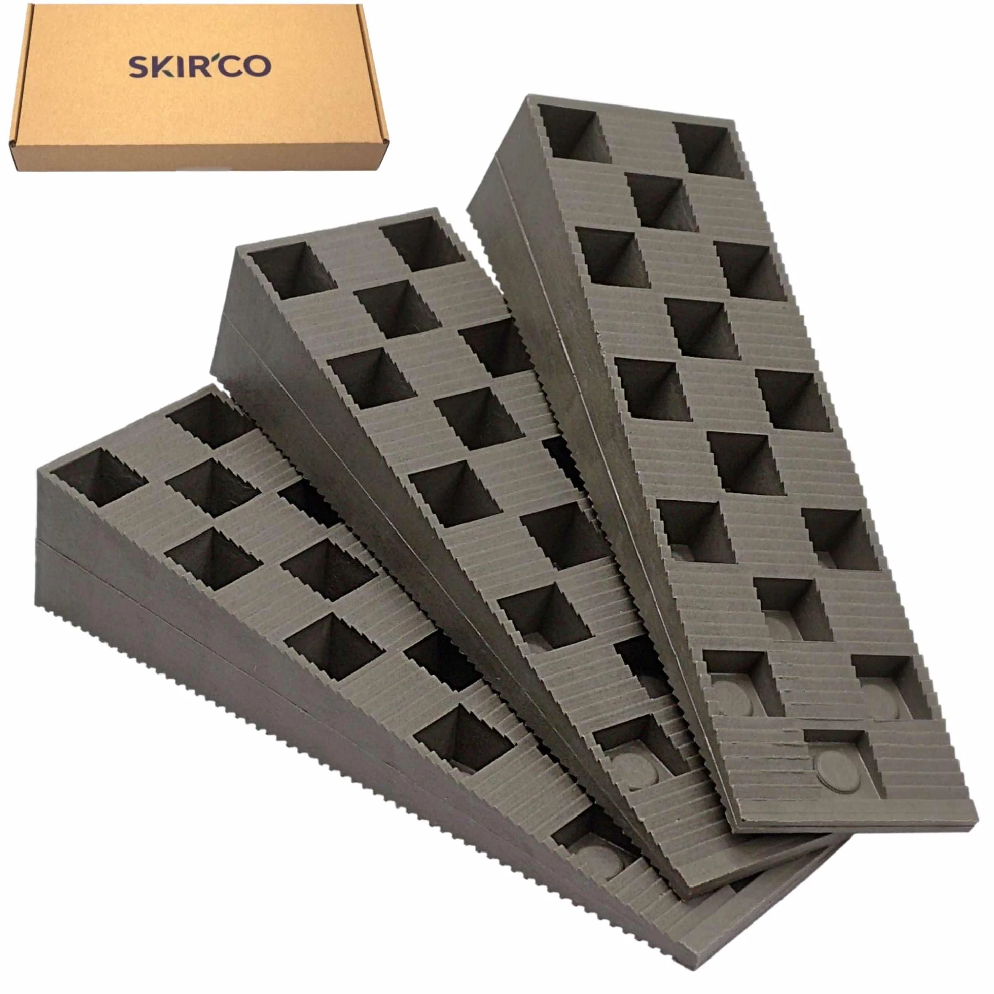 SKIR'CO (4 szt.) Plastikowe prążkowane kliny 149 x 45 x 30 mm do poziomowania, klinów rozstawowych, podkładek poziomujących, klinów blokujących