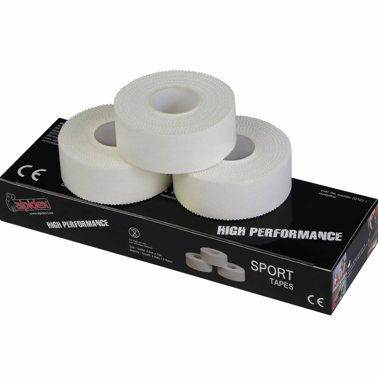 ALPIDEX Taśma Sportowa Biała 2,5 cm x 10 m Plaster Sportowców
