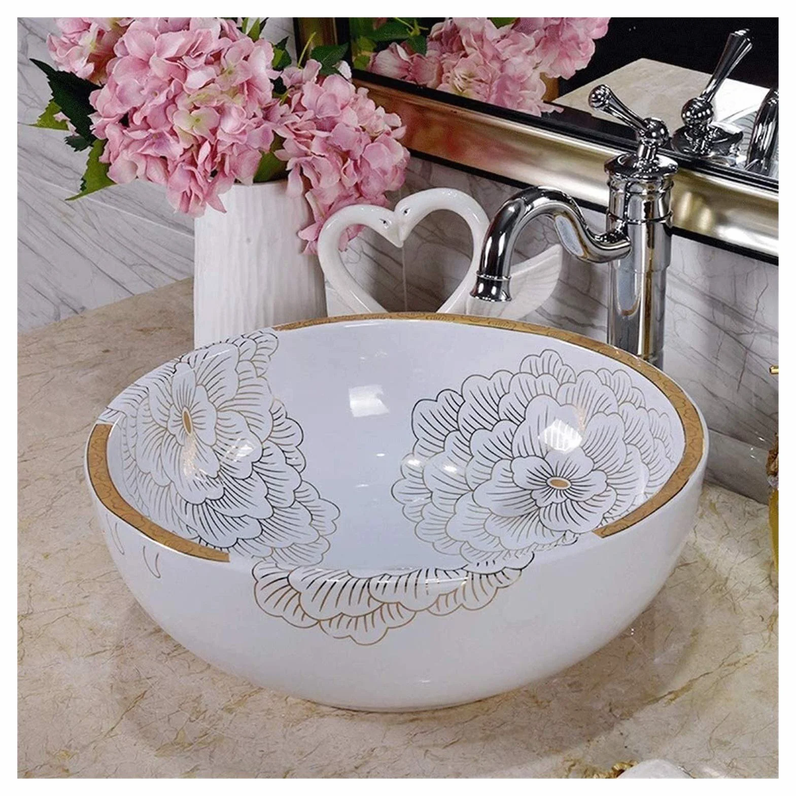 Szafka Pod Umywalkę Z Umywalką, Umywalka Nablatowa, Porcelanowa Umywalka Nablatowa, Ceramiczna Miska Ustępowa, Umywalki Łazienkowe 15 Cali
