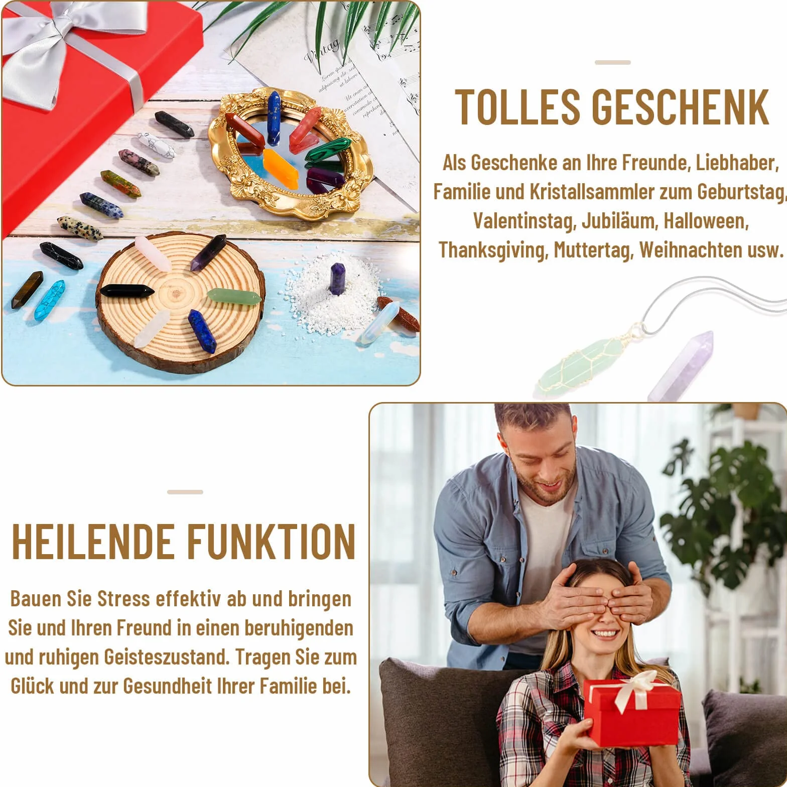 Zestaw 24 kryształów leczniczych ametyst tygrysie oko obsydian malachit Reiki czakra