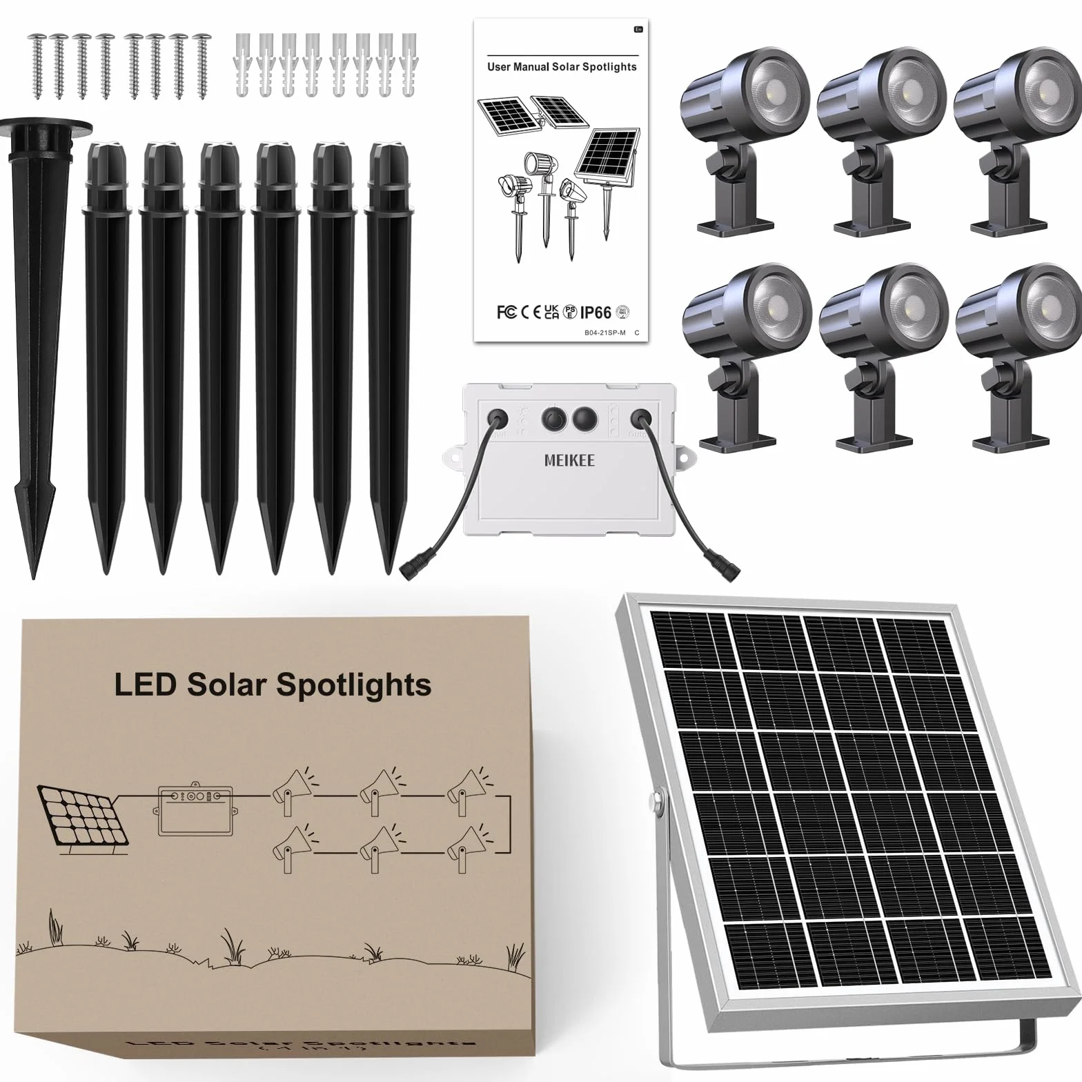 MEIKEE Solarny reflektor ogrodowy 6×3000 K