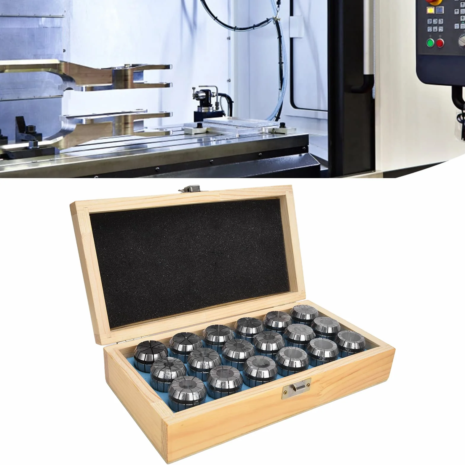 Generic Zestaw Tulei Sprężynowych CNC ER32 18 szt. Stal Węglowa do Maszyn Grawerujących Potrzeby Mocowania 3-20 Mm
