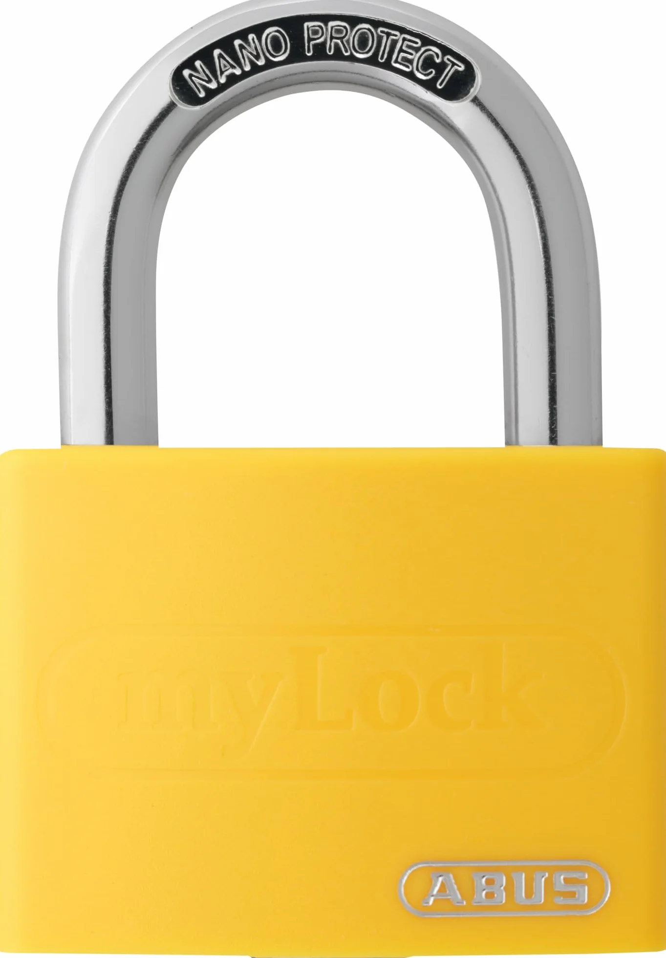 ABUS Kłódka T65AL/40 myLOCK – możliwość indywidualnego zapisu – zamek do szafki – masywny aluminiowy korpus – ABUS poziom bezpieczeństwa 5 – żółta