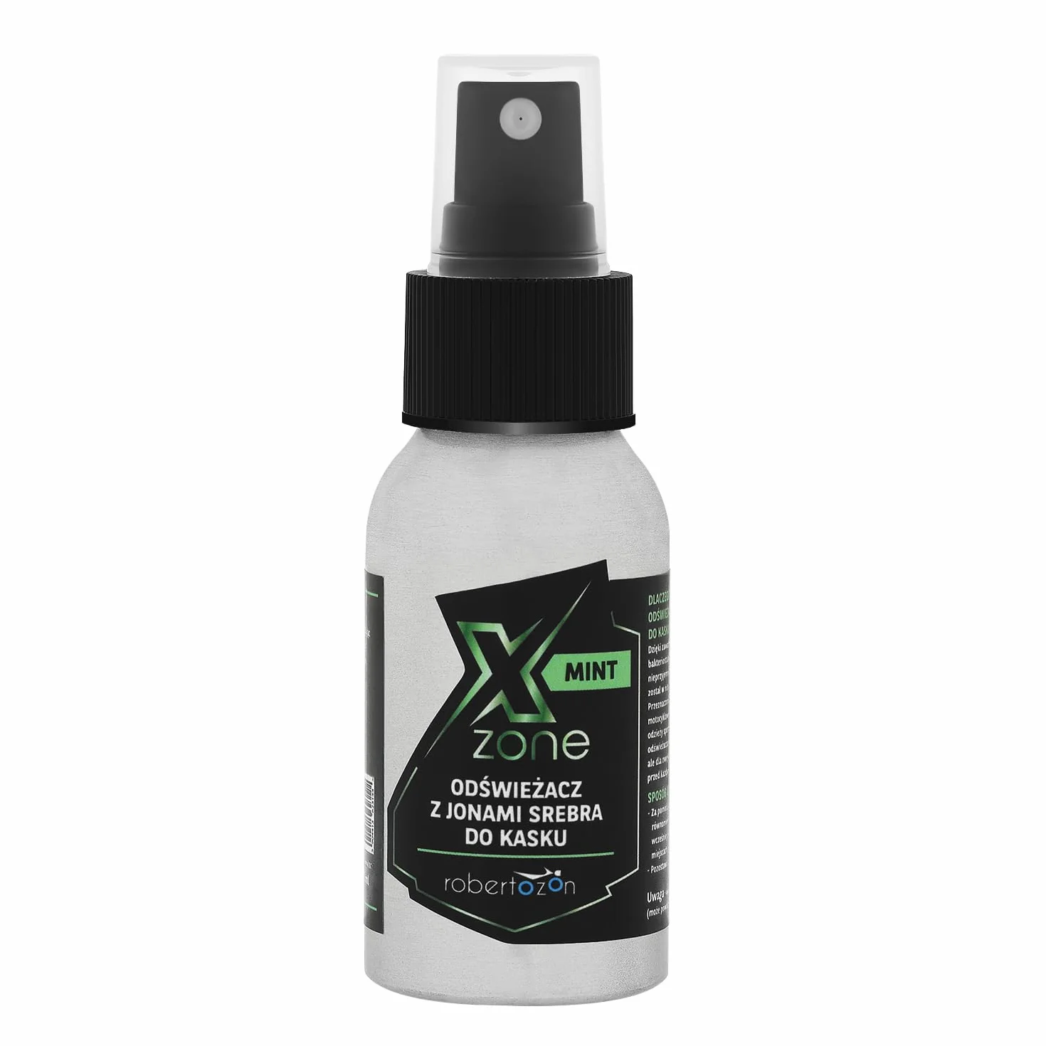 Xzone Odświeżacz odzieży motocyklowej i kask motocyklowy z jonami srebra, 50 ml, aromat w sprayu do ubrania/kasku, tekstylne perfumy blokują rozwój bakterii - długotrwała świeżość, zapach (miętowy)