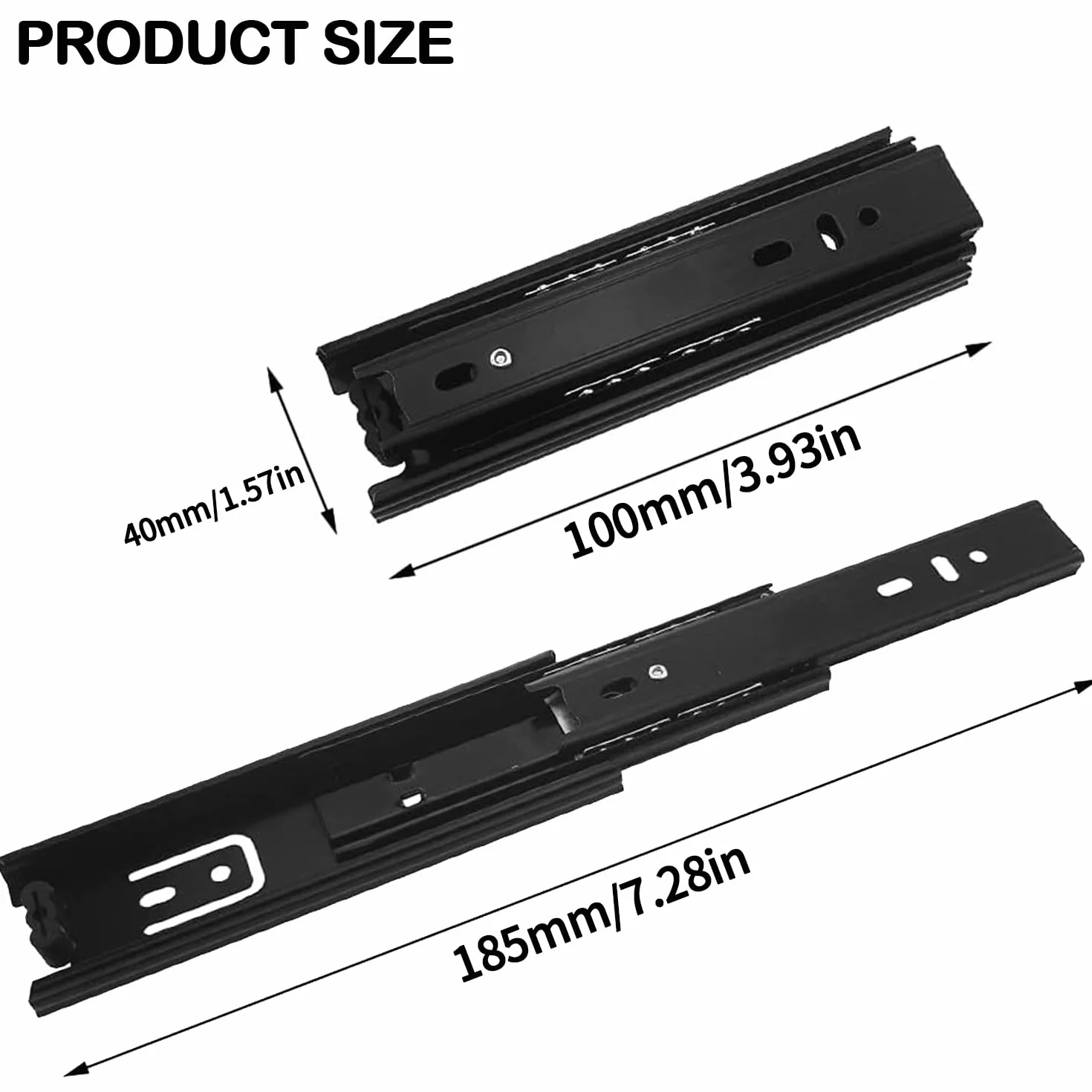 2 sztuki prowadnic do szuflad 100 mm, szyny wysuwane do szuflad 10 cm, 3 składane wysuwane teleskopowe szuflady, zawiasy do szuflad, pełne wysuwanie 185 mm, duża nośność 45 kg