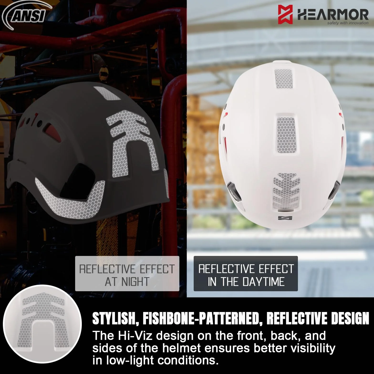 HEARMOR Kask ochronny 3 w 1 z ochroną słuchu i wizjerem, kask roboczy z certyfikatem EN 397 do prac leśnych, budowlanych i wspinaczkowych, łącznie z przenośną torbą i chłodzącą wkładką do kasku
