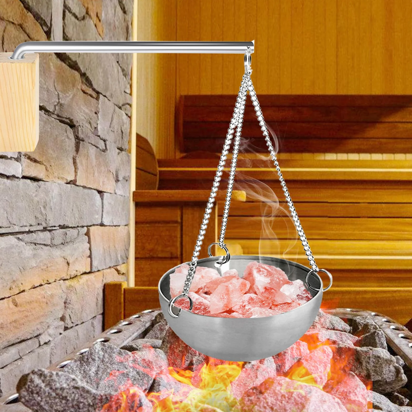Miska aromatyczna do sauny, 12 cm, ze stali nierdzewnej, z akcesoriami do spa, sauny, misa parownika, wisząca, filiżanka ze stali nierdzewnej, do sauny, aromatu, miska olejku eterycznego, akcesoria do