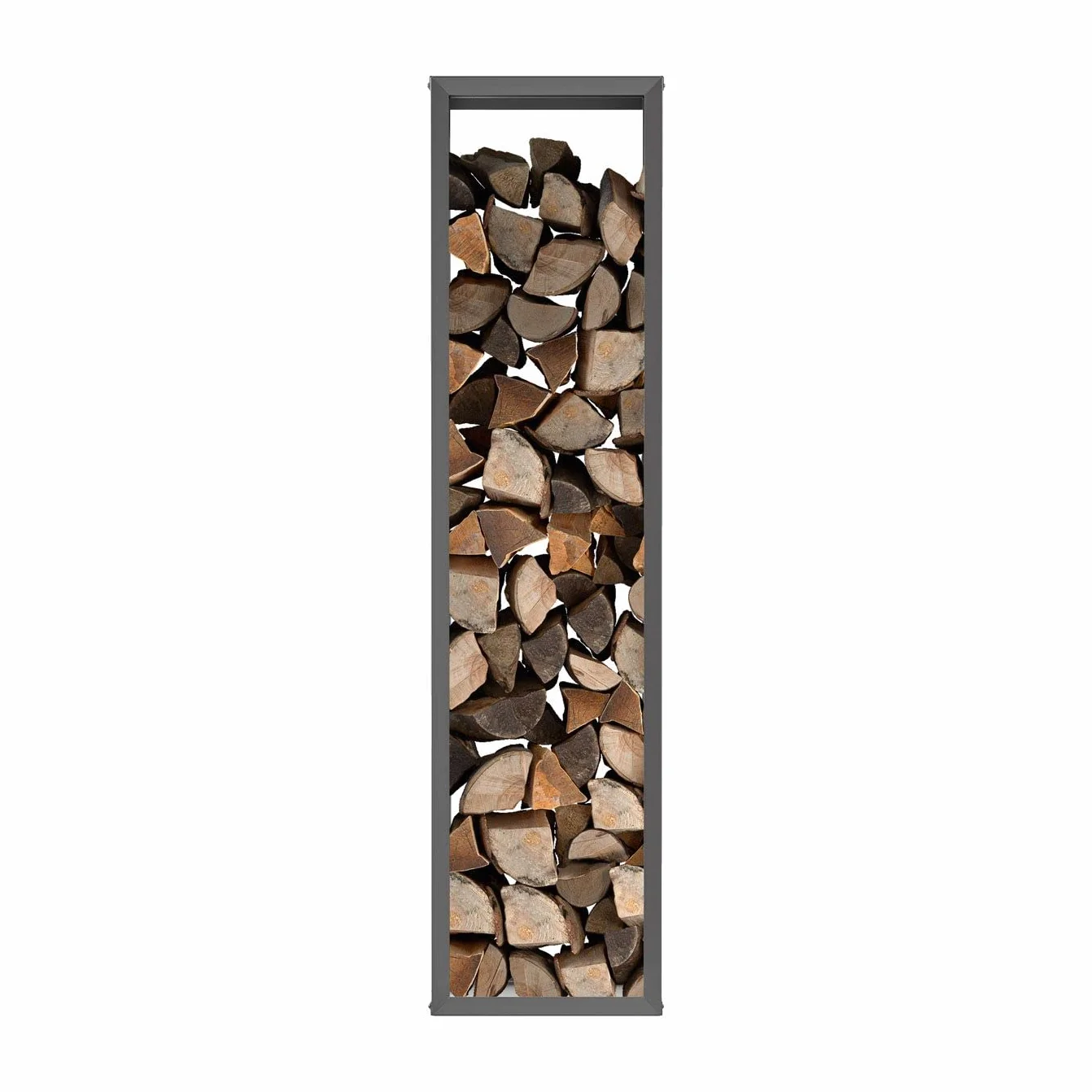 hiyard Drewniany magazyn I Wooker High 49 x 149 cm I Regał na drewno kominkowe I Made in Germany I matowa czerń