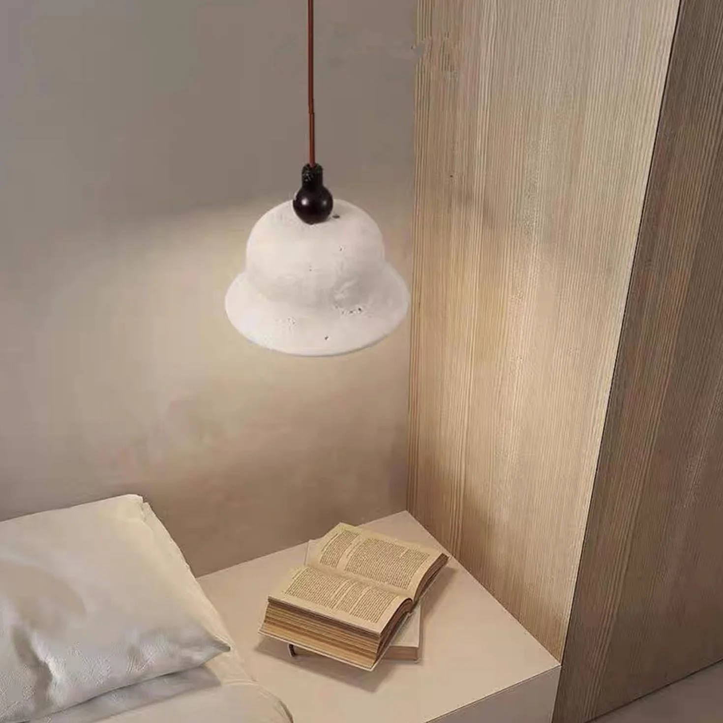 Lampa Wisząca Z Trawertynu Lampa Sufitowa 4,3 Cala Żyrandol Klosz Z Naturalnego Porowatego Trawertynu Gniazdo E27 W Stylu Mid Century Modern, Z Przewodem Do Baru, Kawiarni, Restauracji