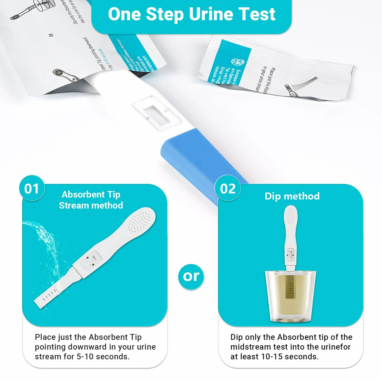 EUROPAPA® Opakowanie 1/2/3/4 ciąży, test wczesnej ciąży, powyżej 99% dokładności, czułość 25 mlU/ml, szybkie wykrywanie w ciągu 5 minut, autotest HCG