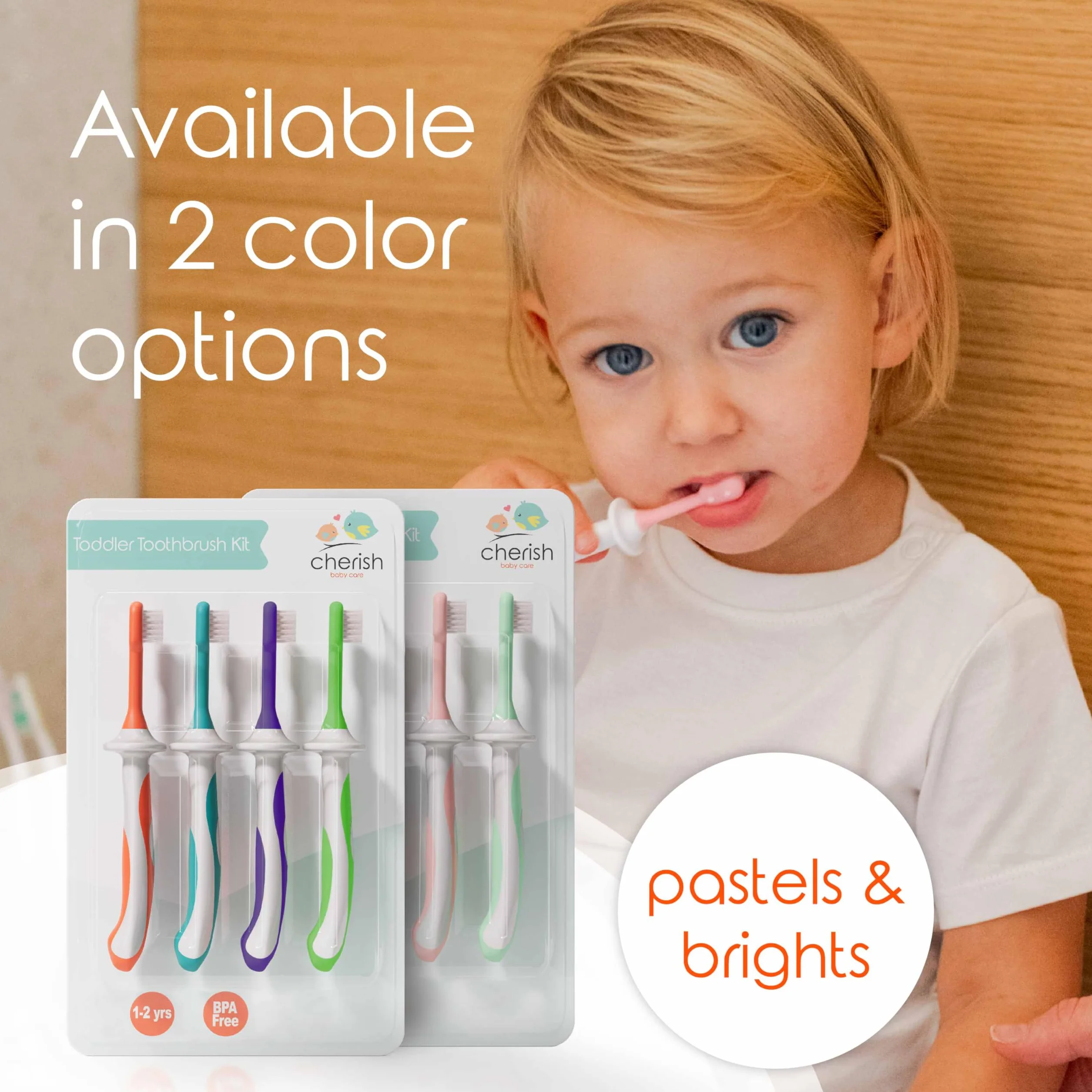Cherish Baby Care Zestaw szczoteczek dla dzieci (4 sztuki) - szczoteczka dla dzieci w wieku 1 roku, nie zawiera BPA, zaprojektowana przez dentystę dziecięcą, silikonowa szczoteczka do zębów dla