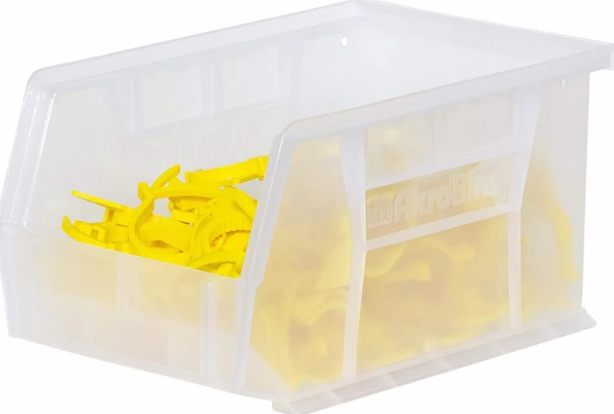 Akro-Mils 30237SCLAR plastikowy pojemnik do układania w stos wiszący kosz Akro, 23-1/4 cala na 15 cm, przezroczysty