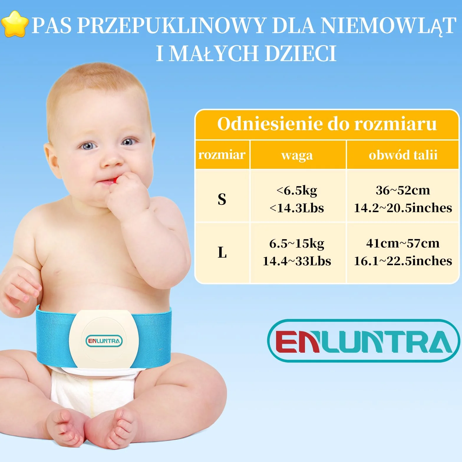 ENLUNTRA Pas do przepukliny pępkowej dla niemowląt, opaska na brzuch, wsparcie przepukliny